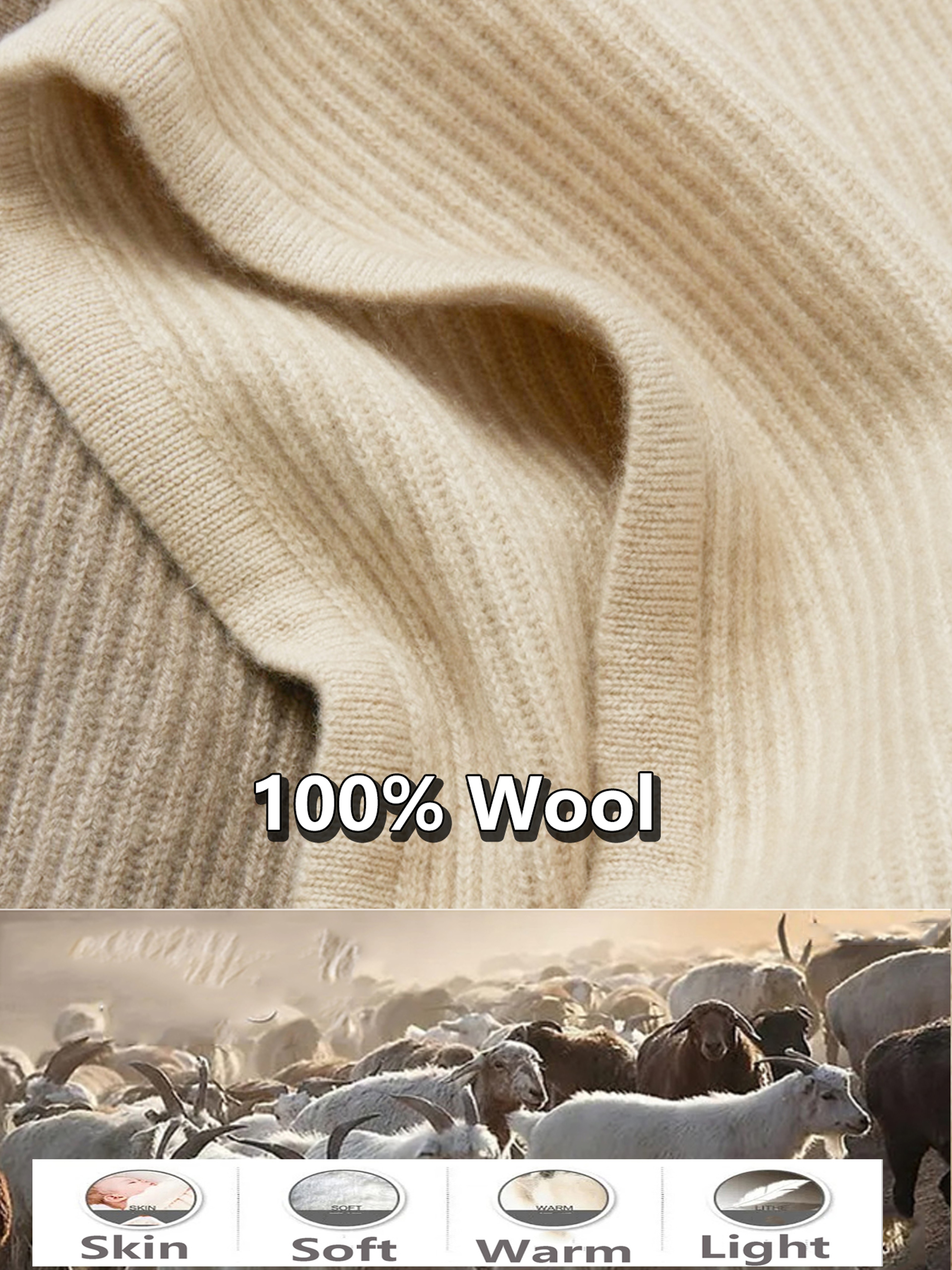 Women 100 Wool Balaclava Hood Warm Knit Winter Face Neck Warmer 5