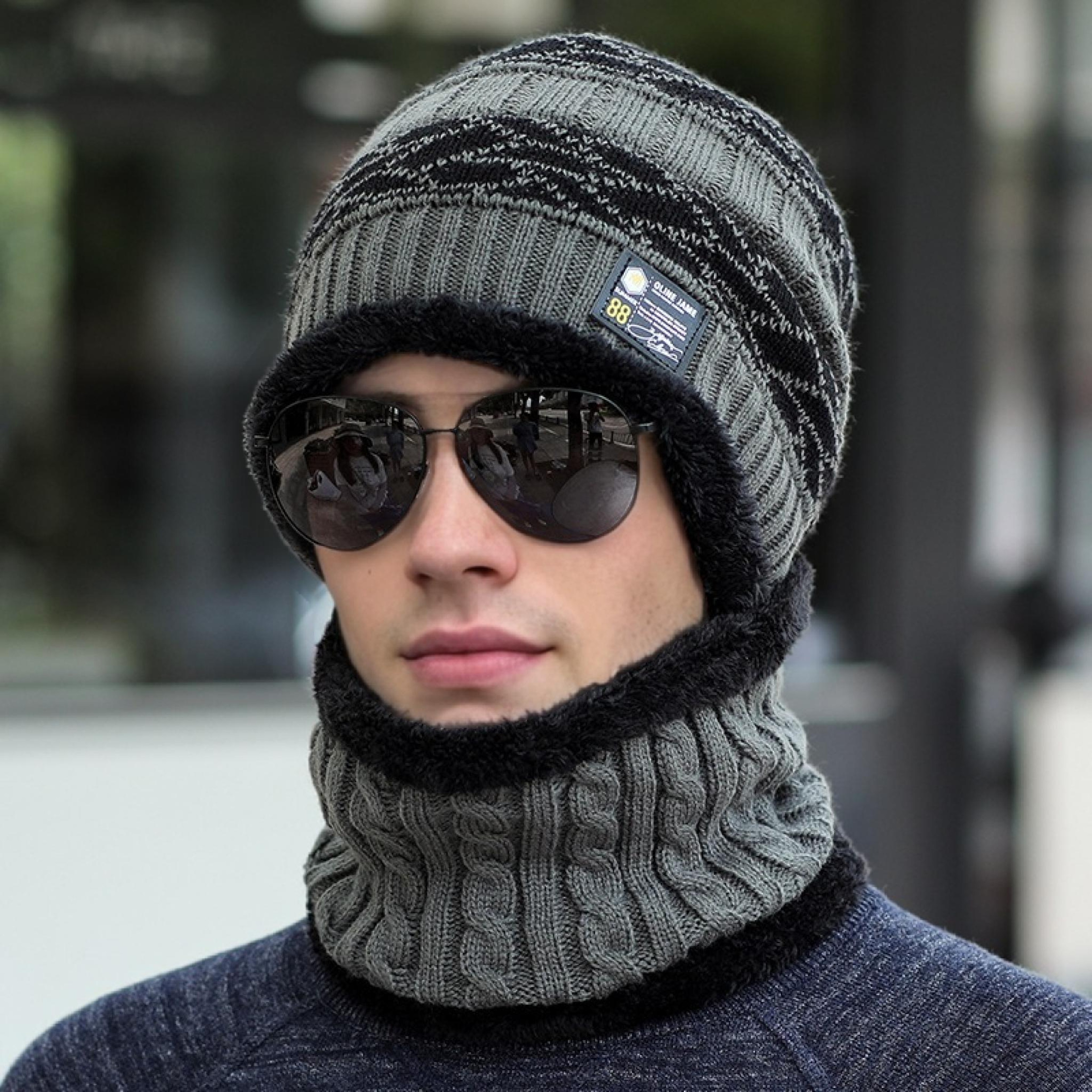 Plush Fur Lined Winter Beanie Thick Warm Knitted Hat for Men and Women – view 8