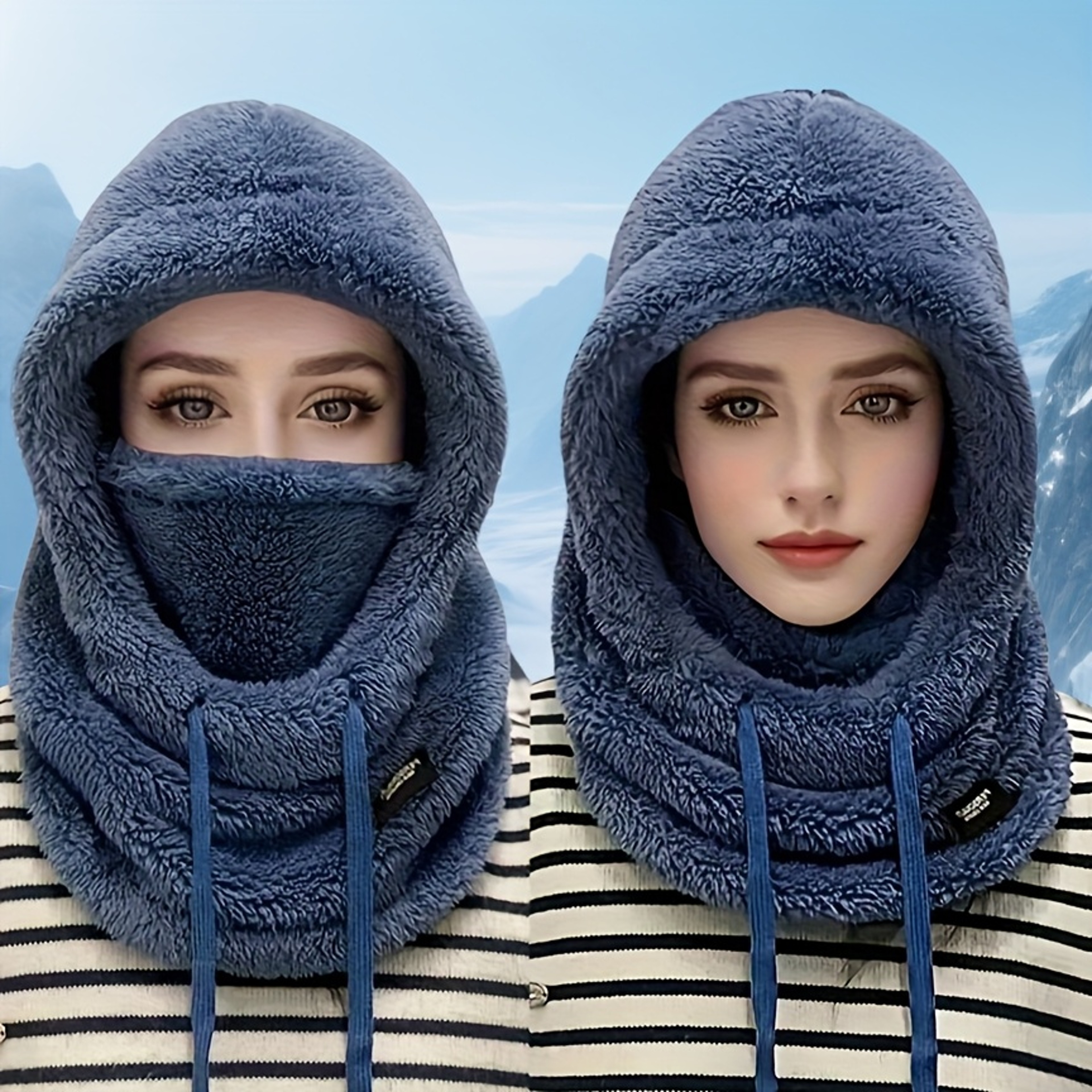 Warm Winter Plush Cap With Elastic Drawstring For Cycling Skiing And Outdoor Wear 4