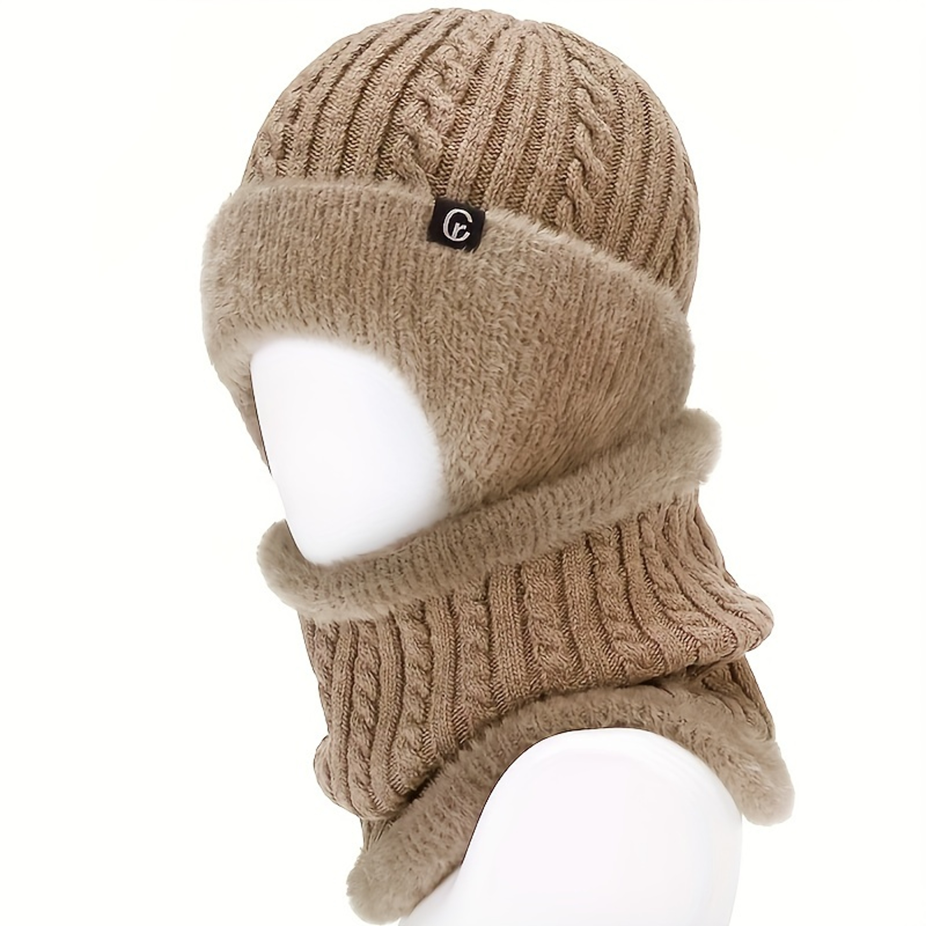 Warm Knitted Hat And Scarf Set For Men And Women With Ear Protection 7