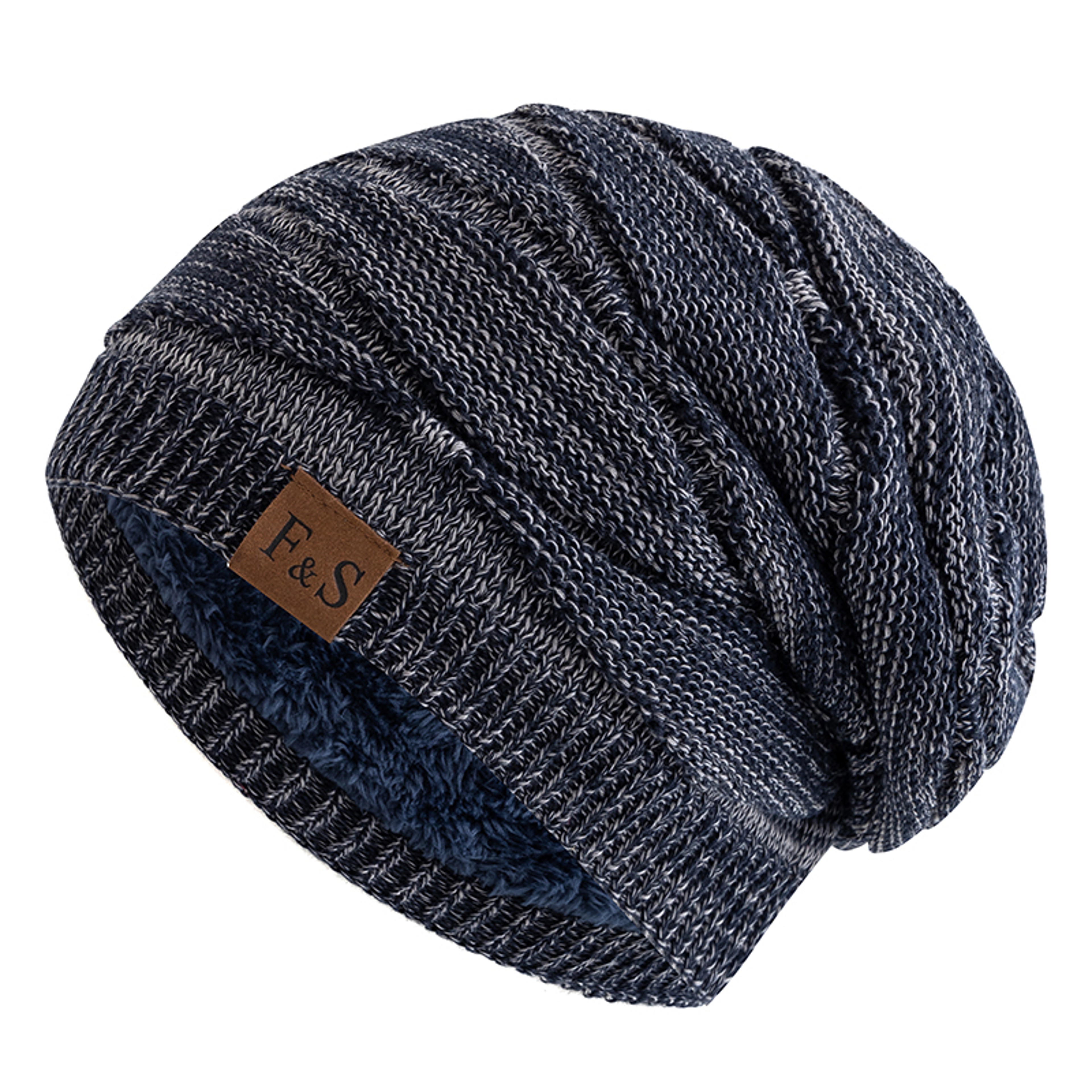 Fleece Lined Slouchy Beanie Warm Unisex Winter Knit Hat – view 13