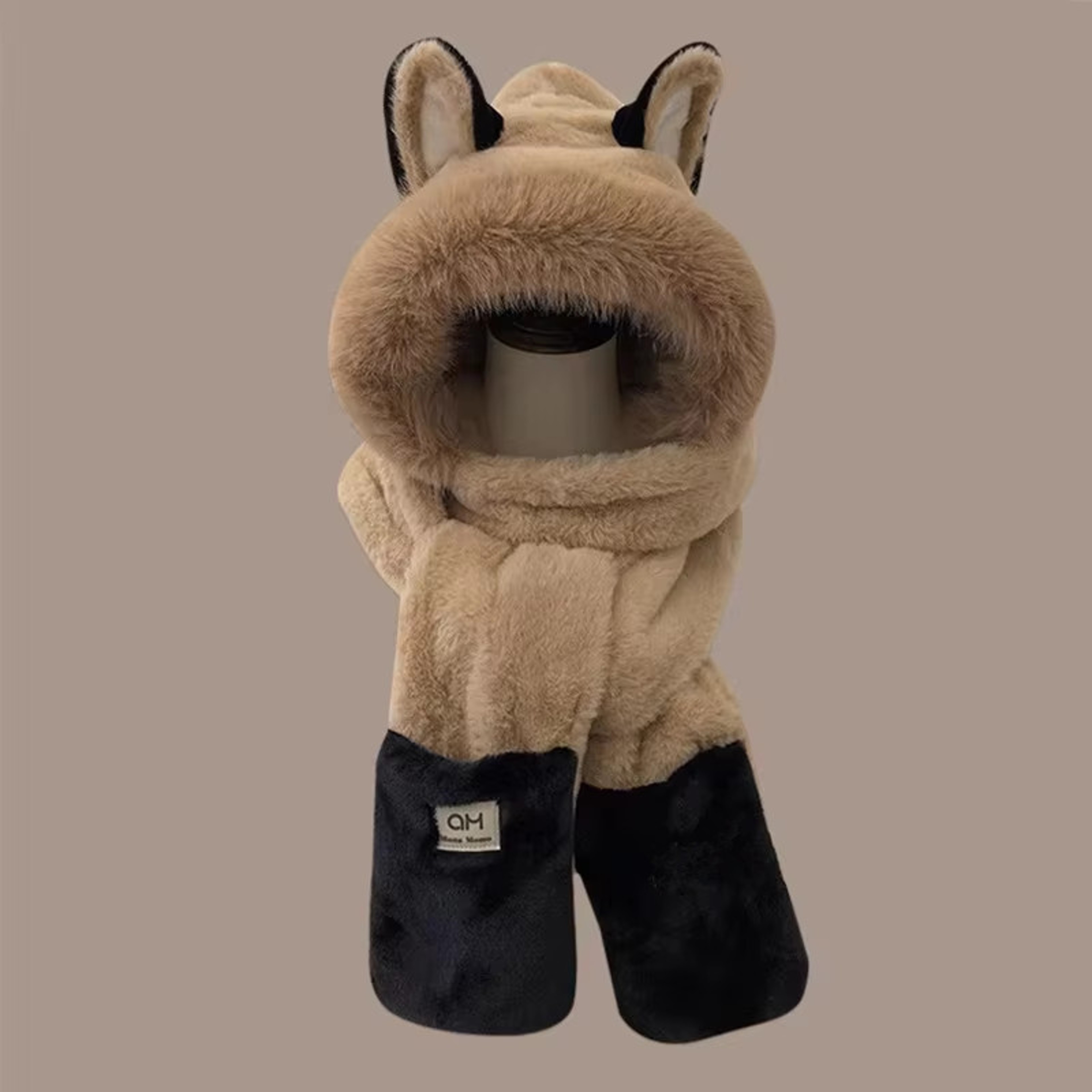 Cozy Plush Hood Scarf Faux Fur Winter Hat with Ear Protection – view 8