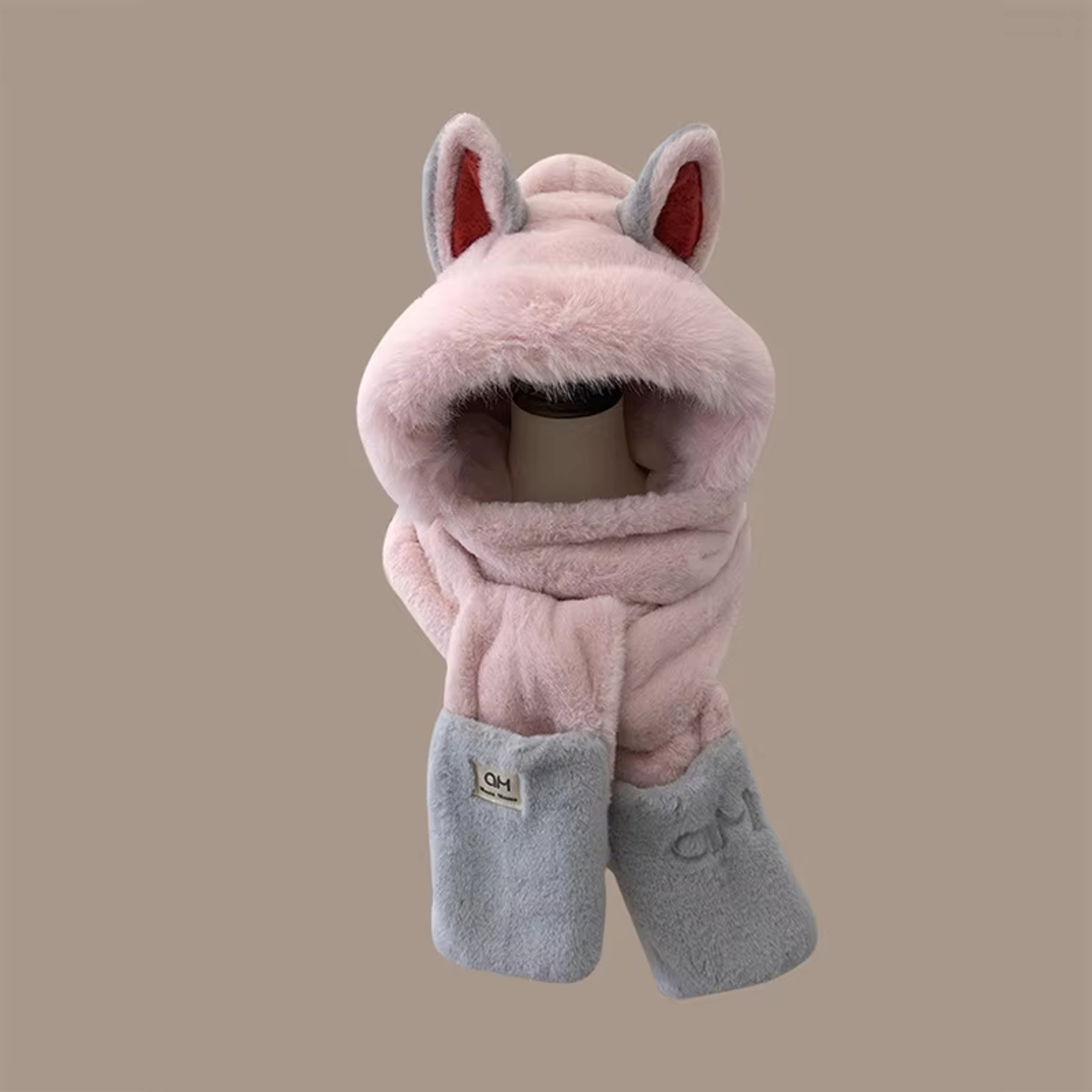 Cozy Plush Hood Scarf Faux Fur Winter Hat with Ear Protection – view 12