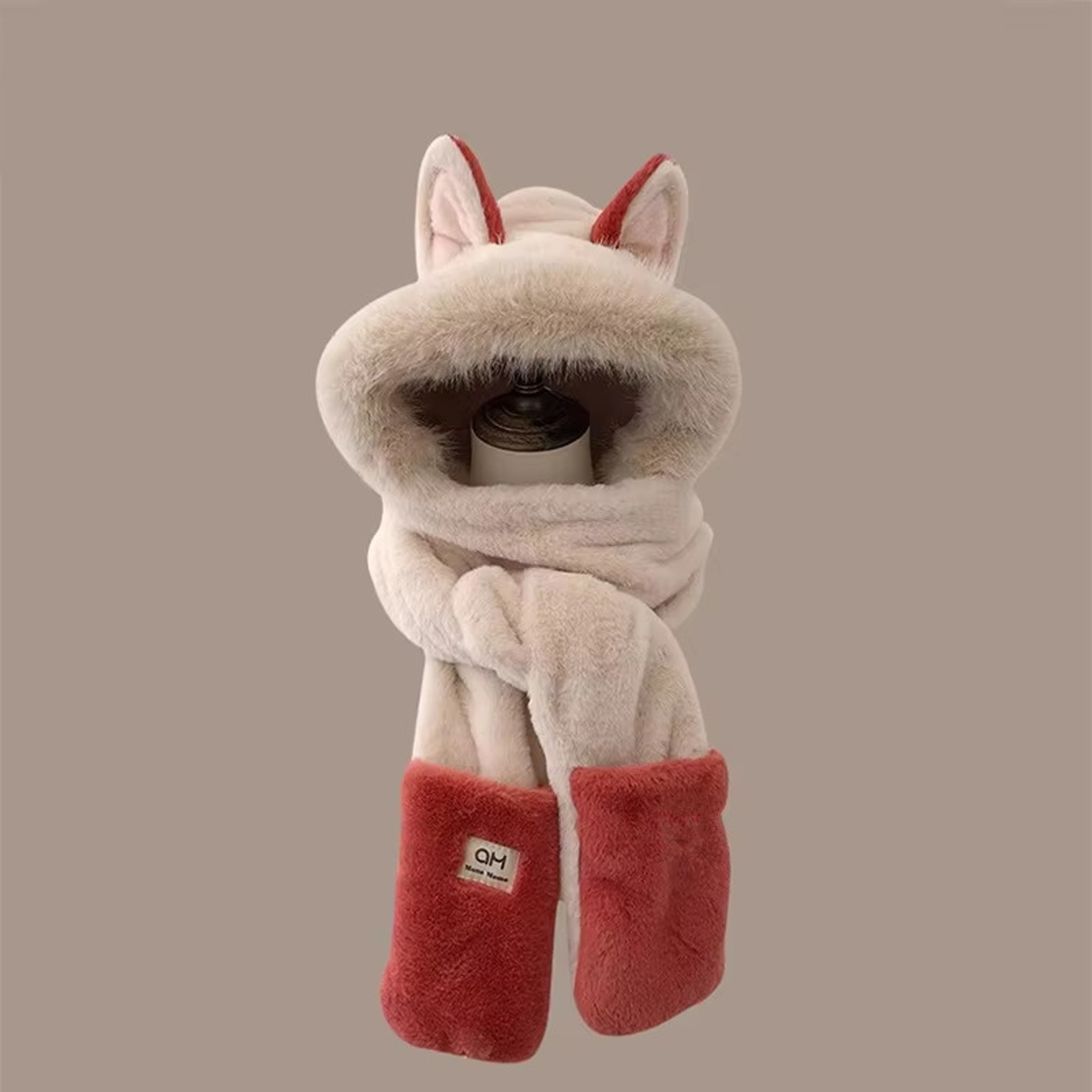 Cozy Plush Hood Scarf Faux Fur Winter Hat with Ear Protection – view 13