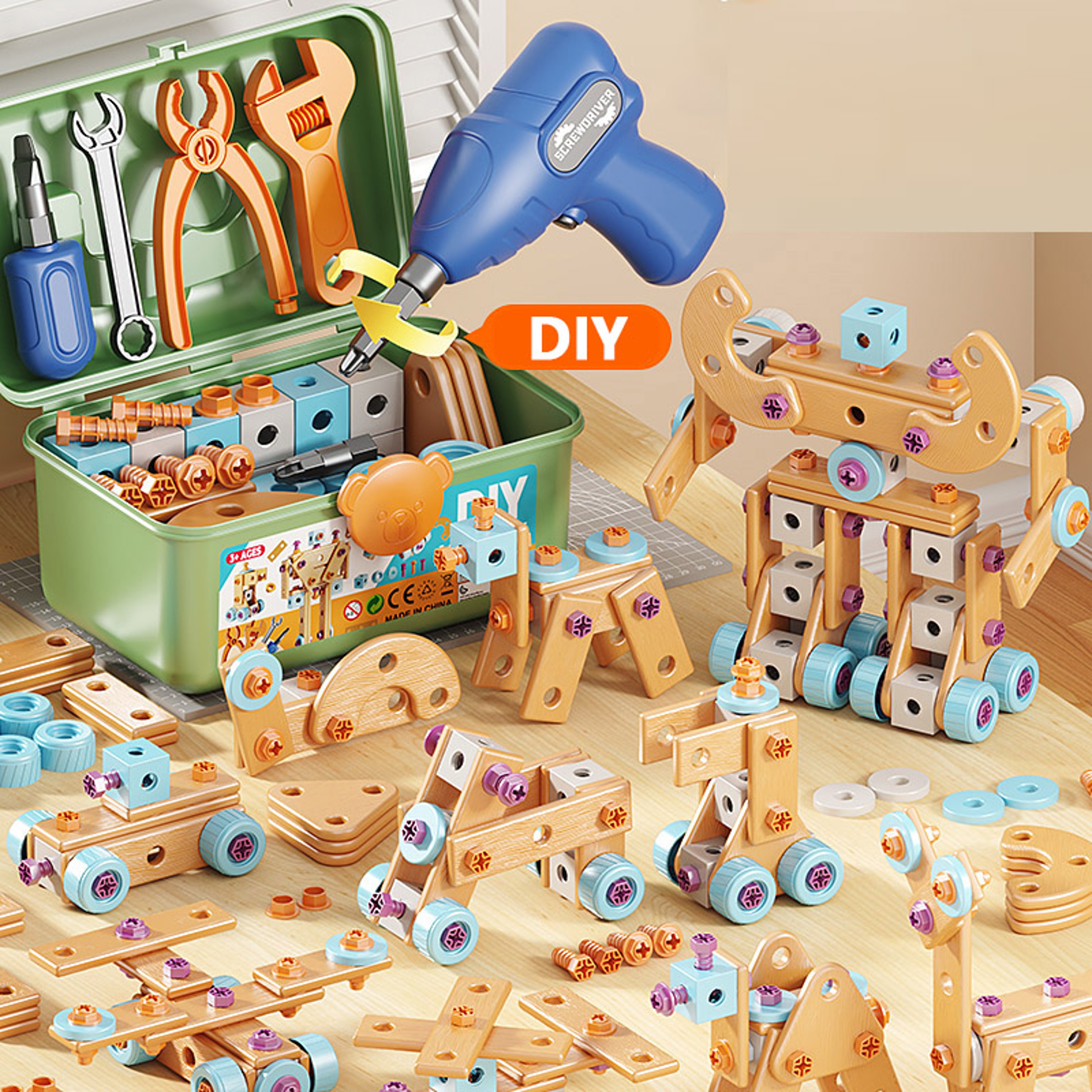 DIY Kids Tool Set Nut And Bolt Educational Construction Toy 1