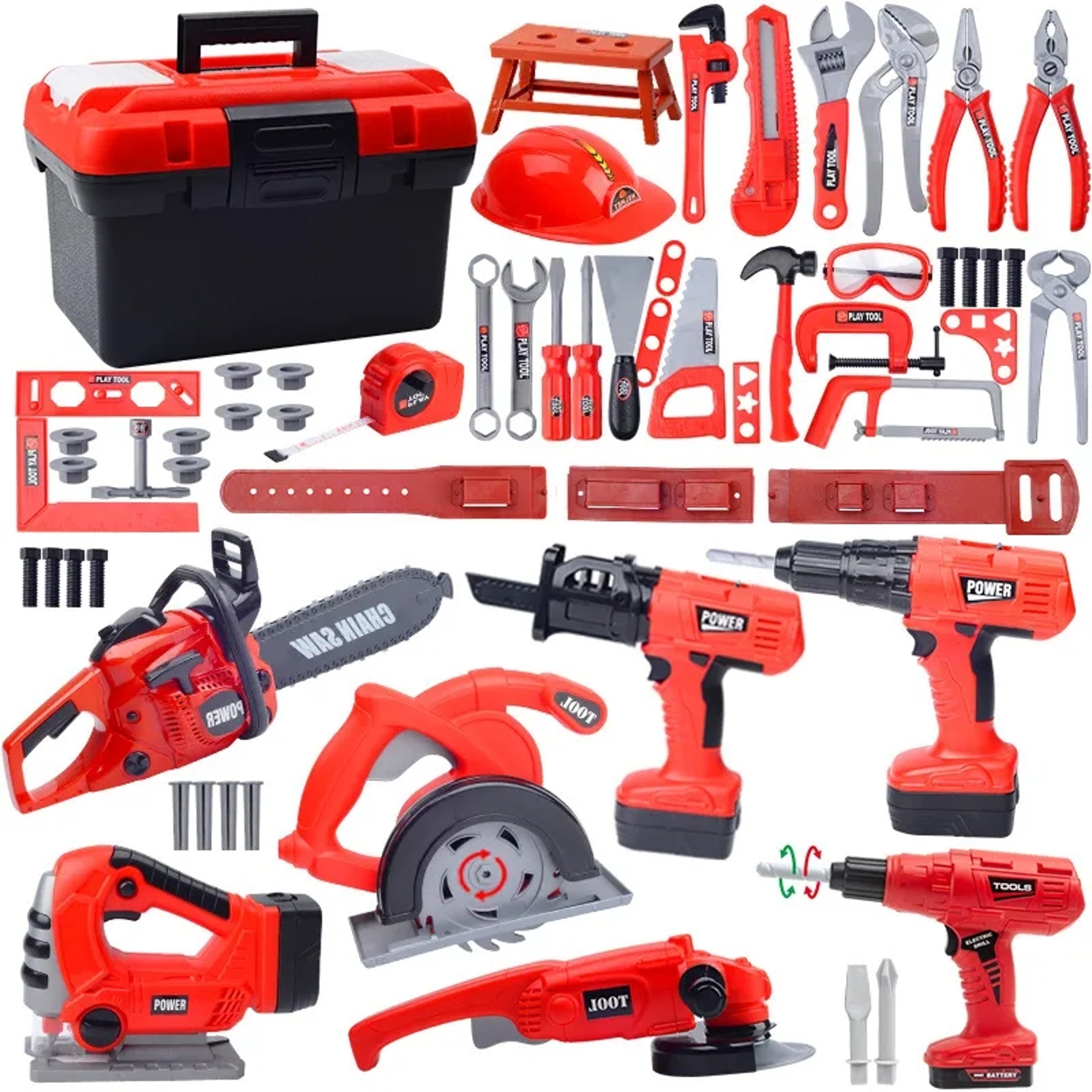 Kids Tool Set With Electric Toy Drill Pretend Play Construction Kit 1