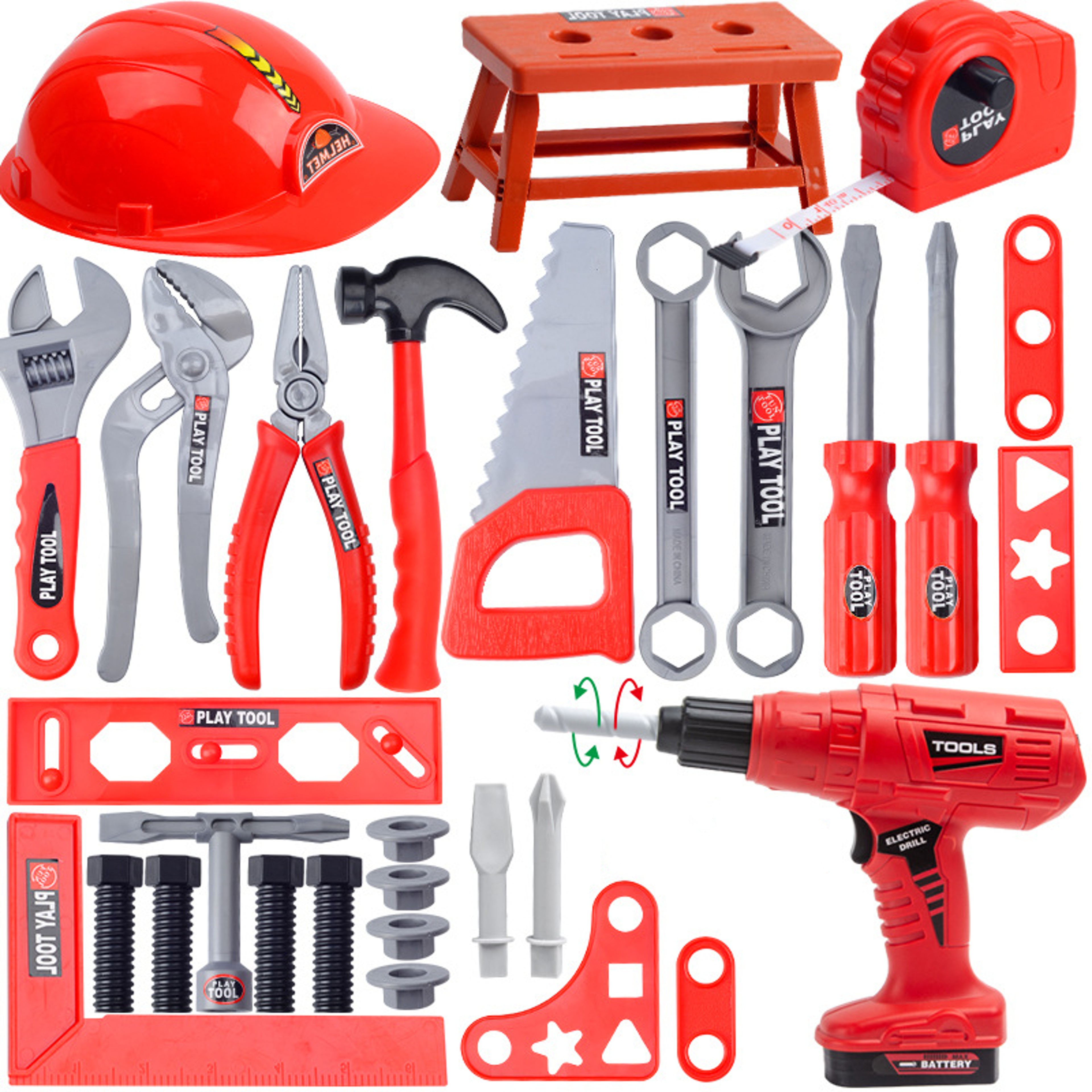 Kids Tool Set With Electric Toy Drill Pretend Play Construction Kit 2