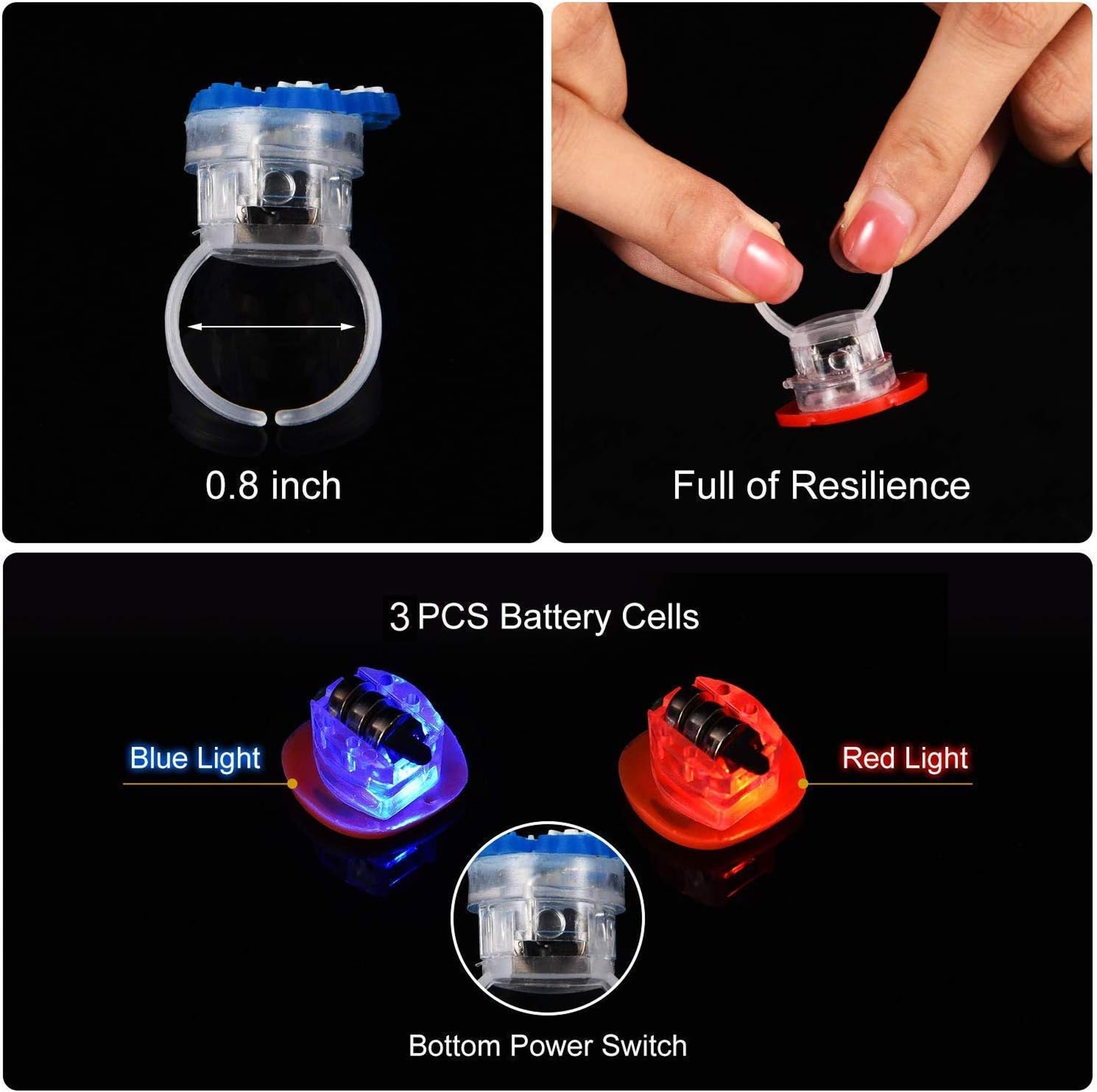 Christmas LED Flashing Rings Light Up Party Favors 20 Or 50 Piece Set 3