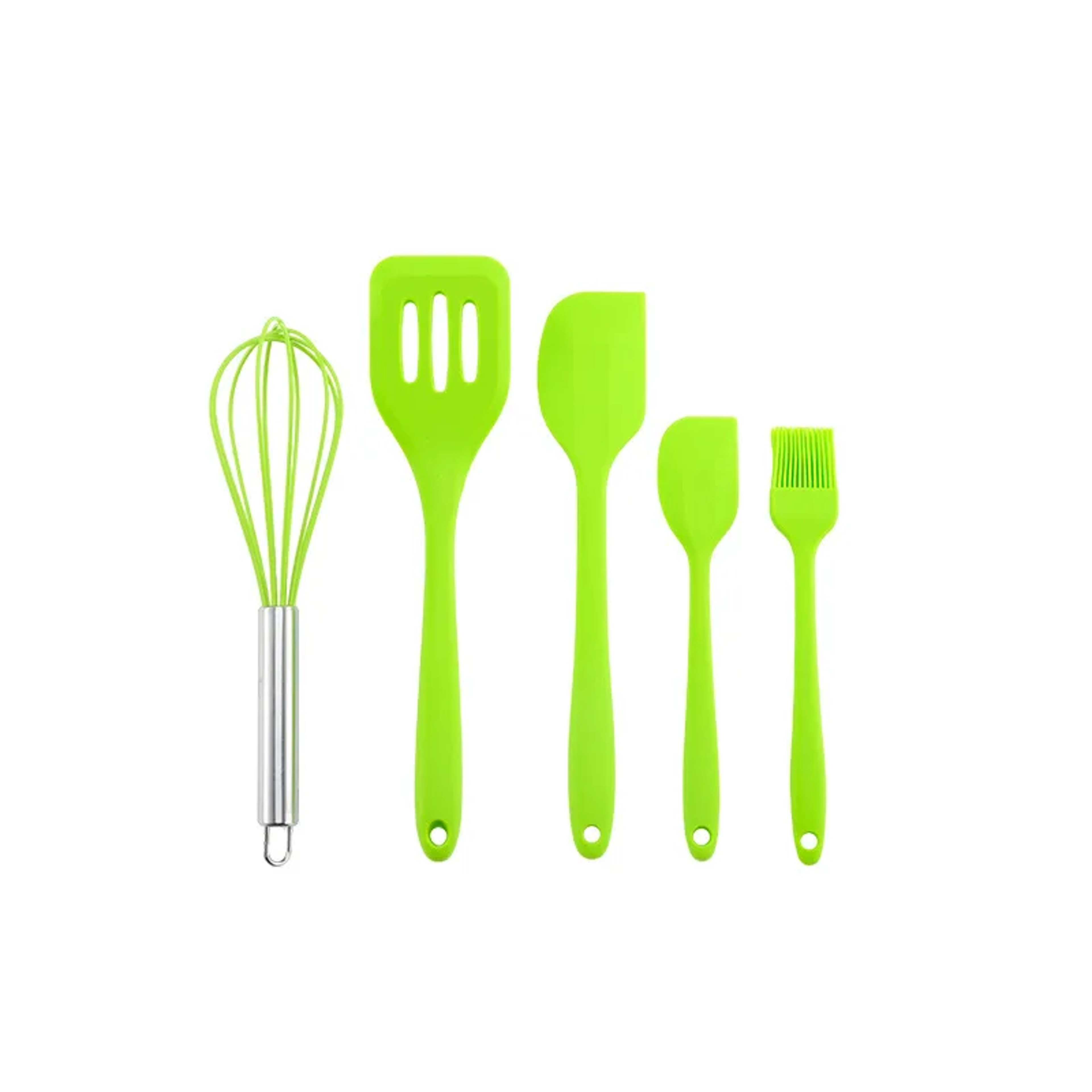 5 Piece Silicone Baking Tool Set Cooking Utensils With Spatula Whisk Brush And Scrapers 0