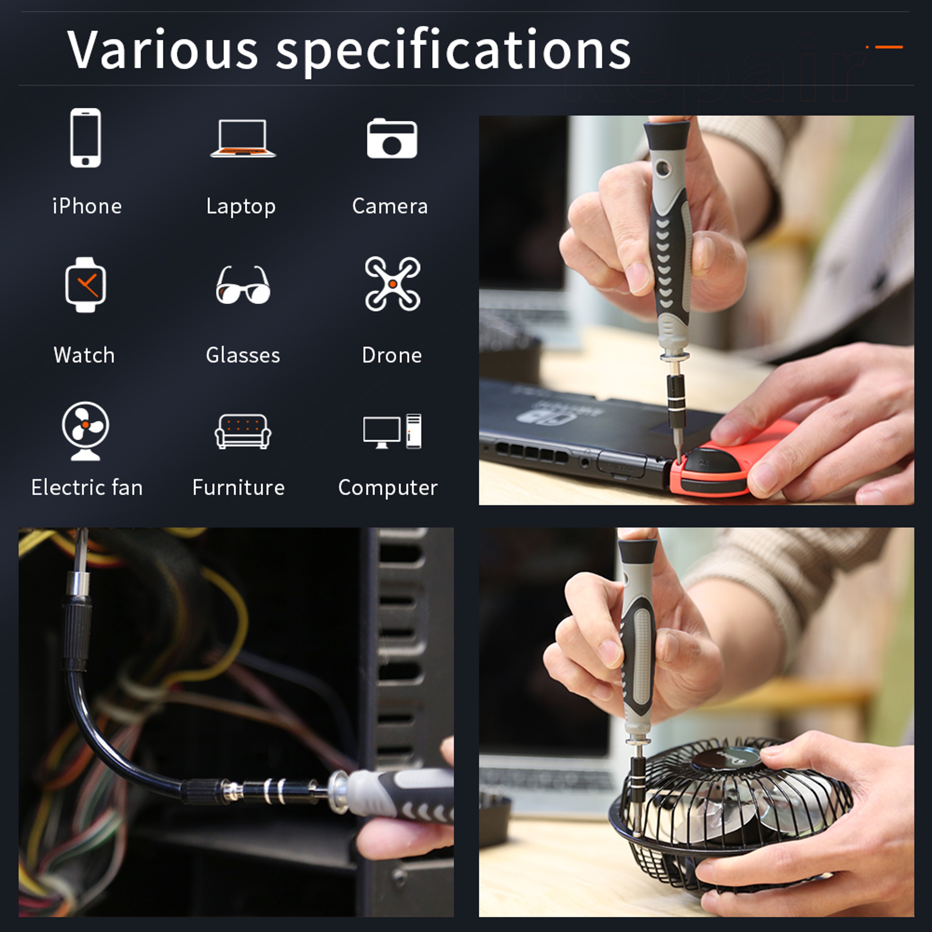 130 In 1 Precision Screwdriver Set Magnetic Electronics Repair Tool Kit 1