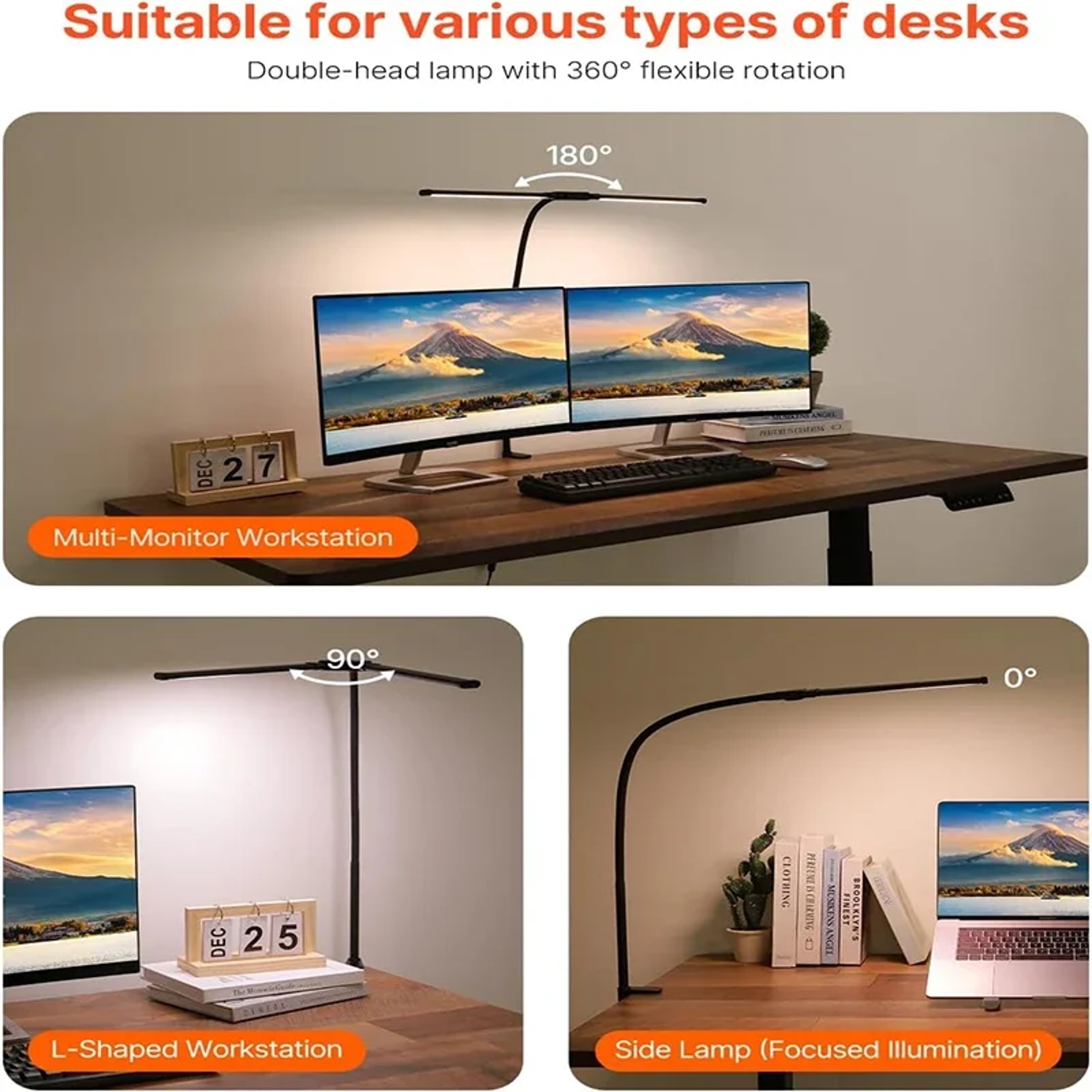 Dual Head LED Desk Lamp With Clamp Adjustable Architect Desk Light 2