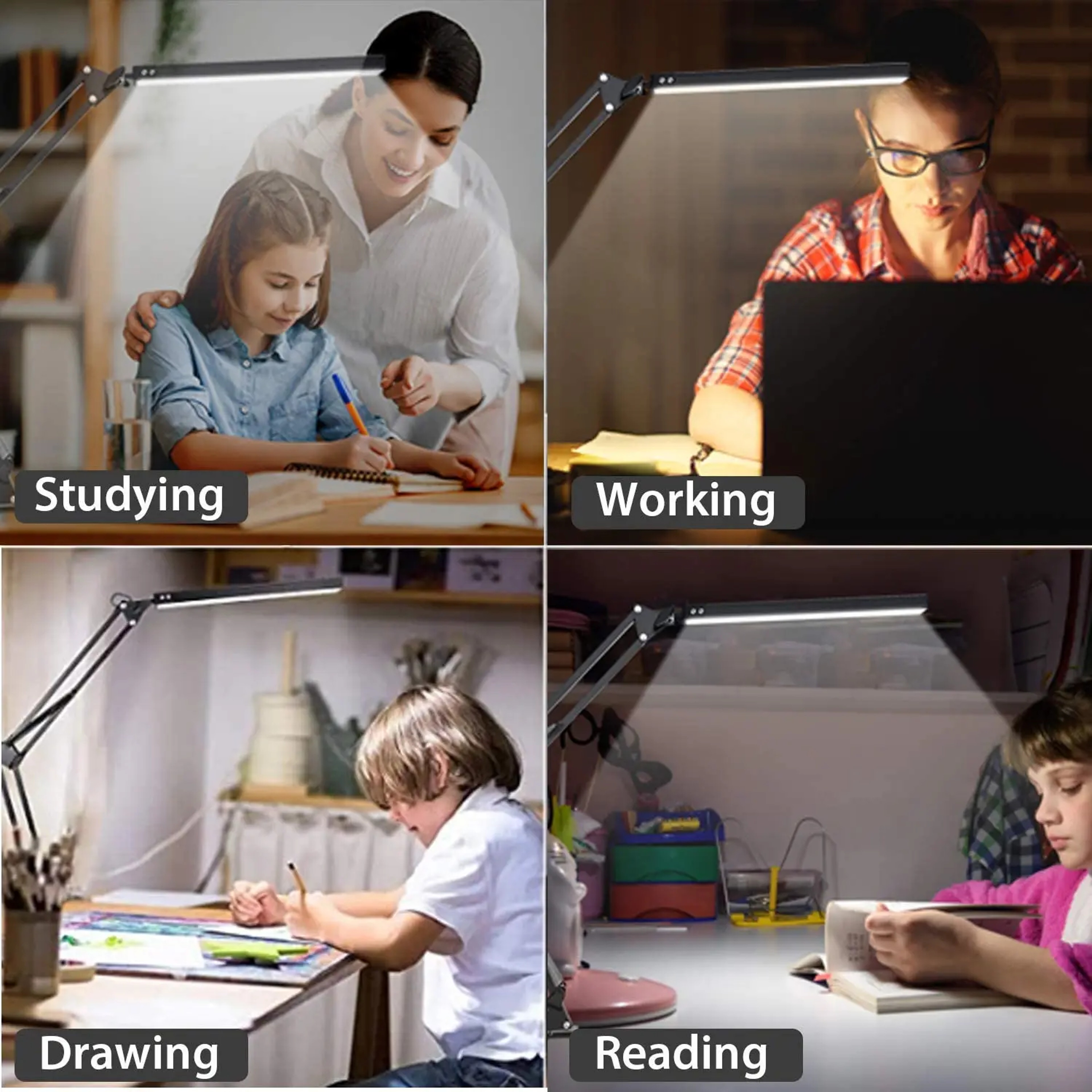 Adjustable LED Desk Lamp with Clamp Eye Caring Swing Arm Task Light – view 6