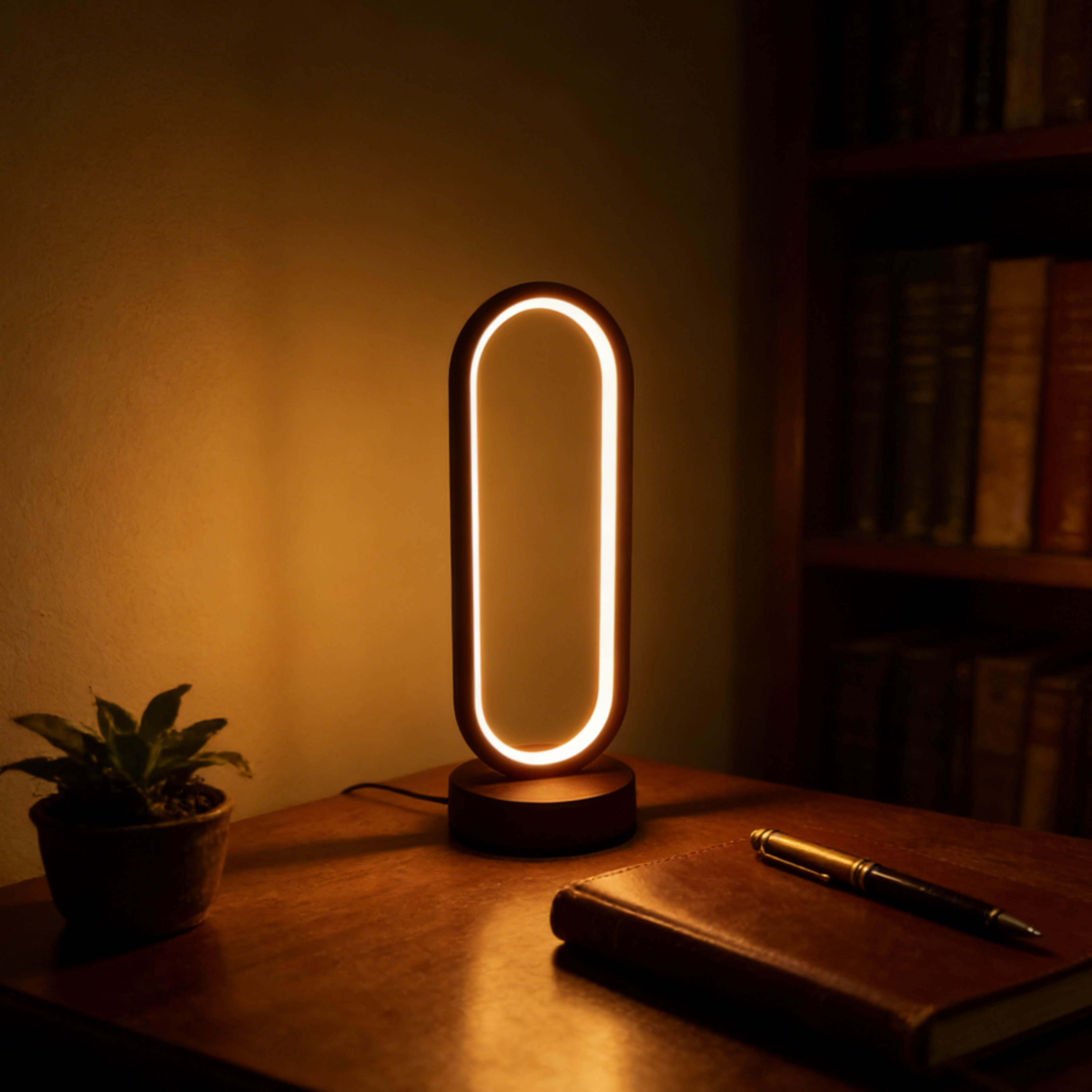 Modern LED Ring Table Lamp USB Dimmable Bedside Night Light – view 1