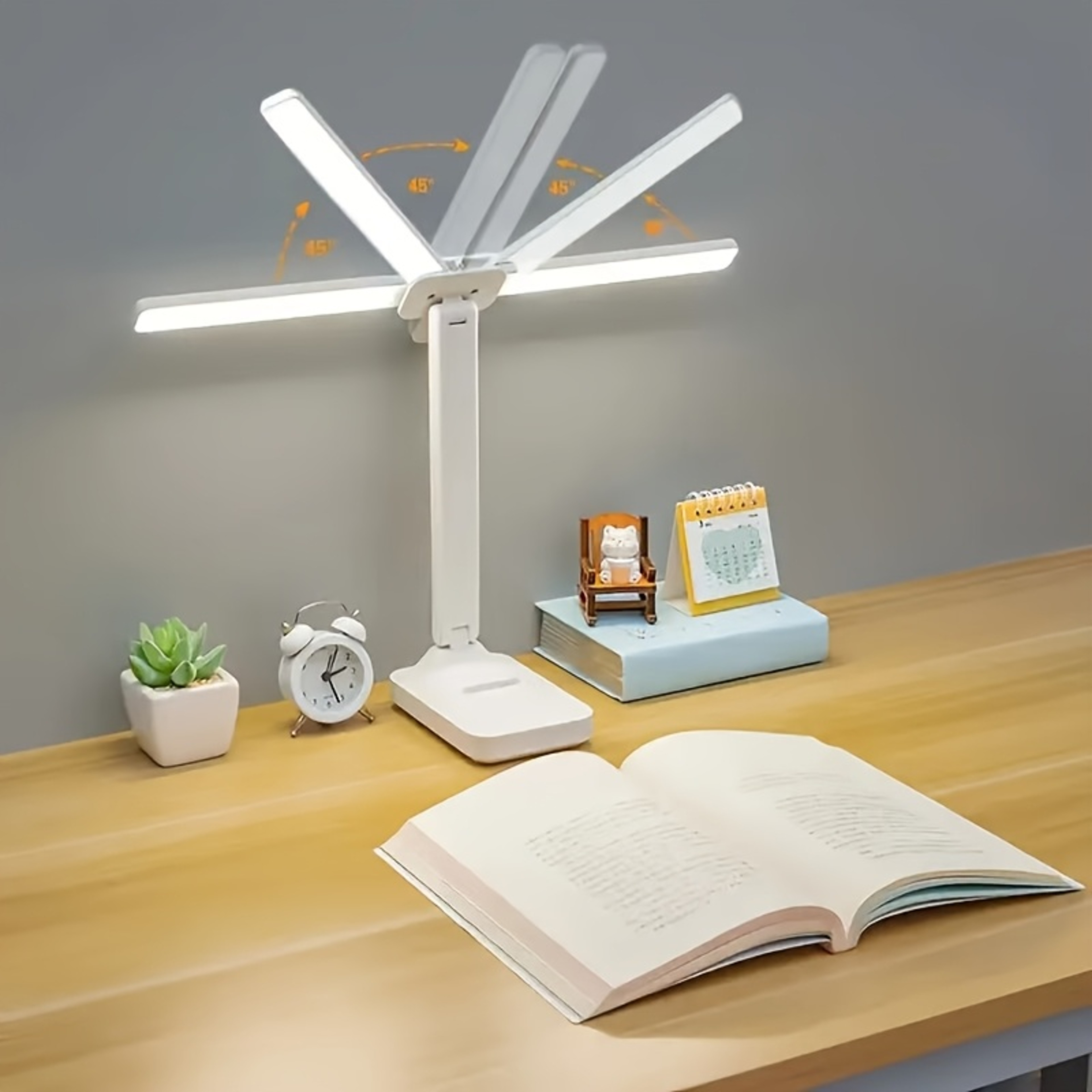 Double Head LED Desk Lamp Rechargeable Dimmable Touch Reading Light 0