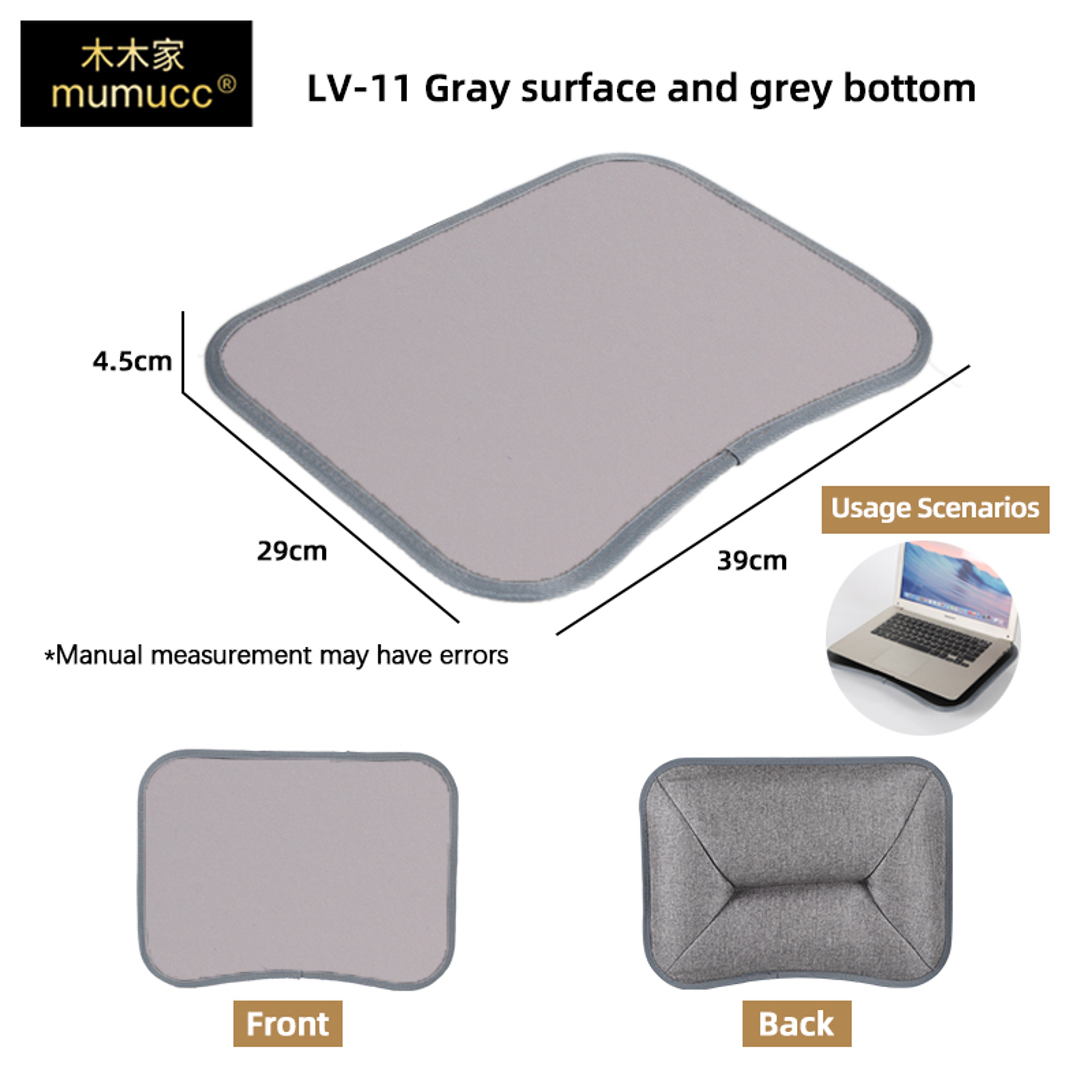 Portable Cushioned Laptop Lap Desk With Hard Mouse Pad And Wood Tray 7