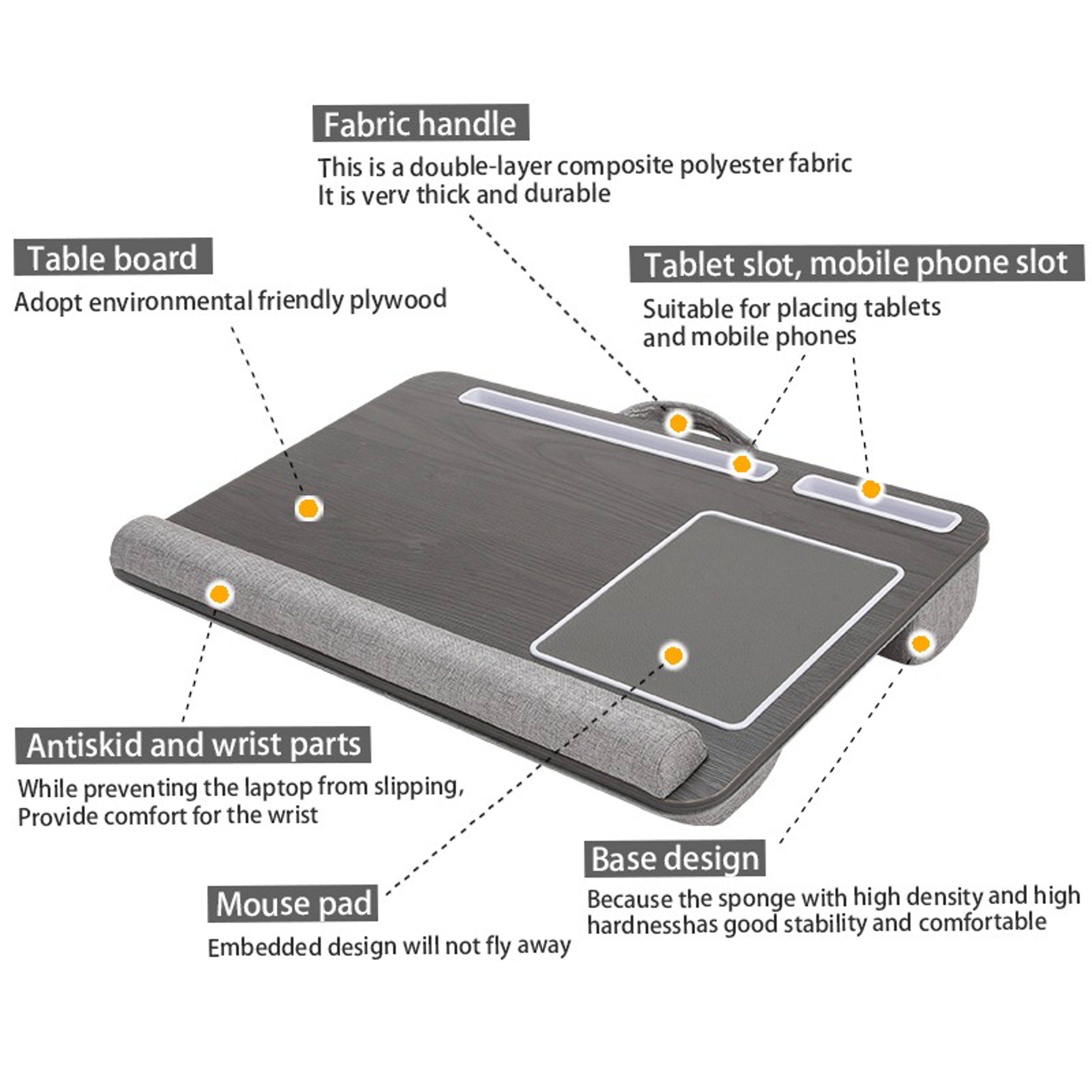 Portable Laptop Desk with Mouse Pad Anti Slip Lap Desk for Bed and Sofa – view 5