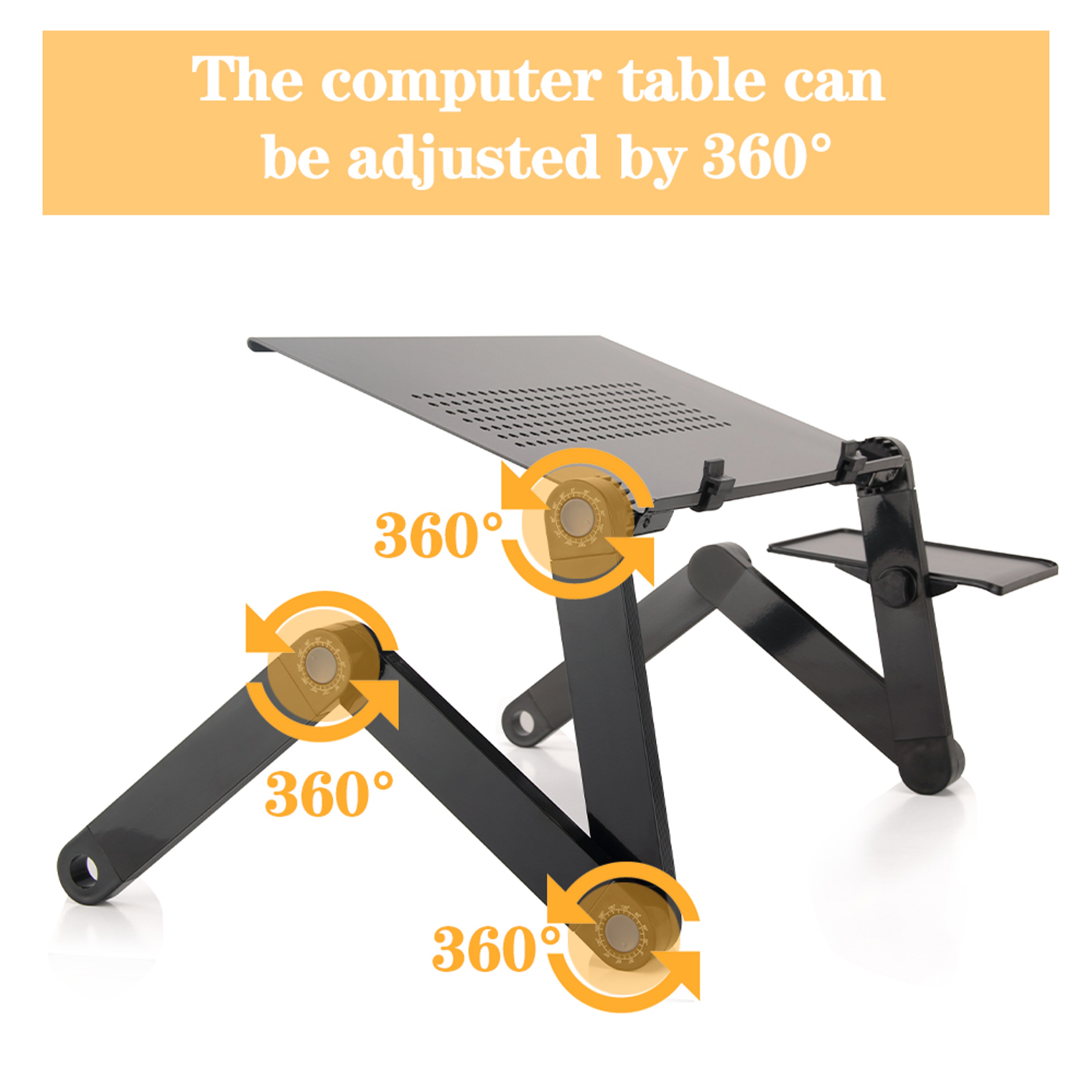Adjustable Aluminum Laptop Desk Portable Ergonomic Bed Stand with Mouse Pad – view 2