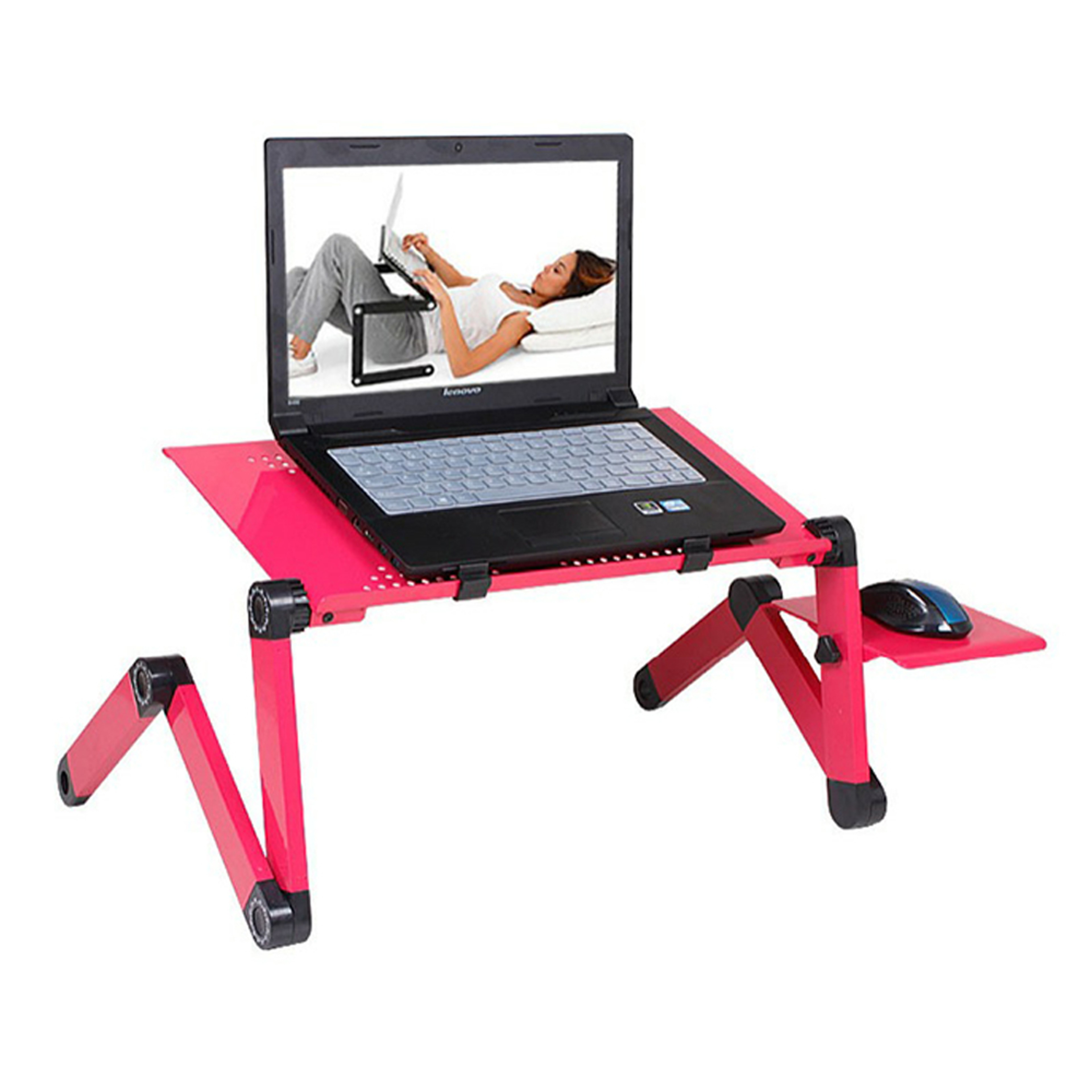 Adjustable Aluminum Laptop Desk Portable Ergonomic Bed Stand with Mouse Pad – view 5