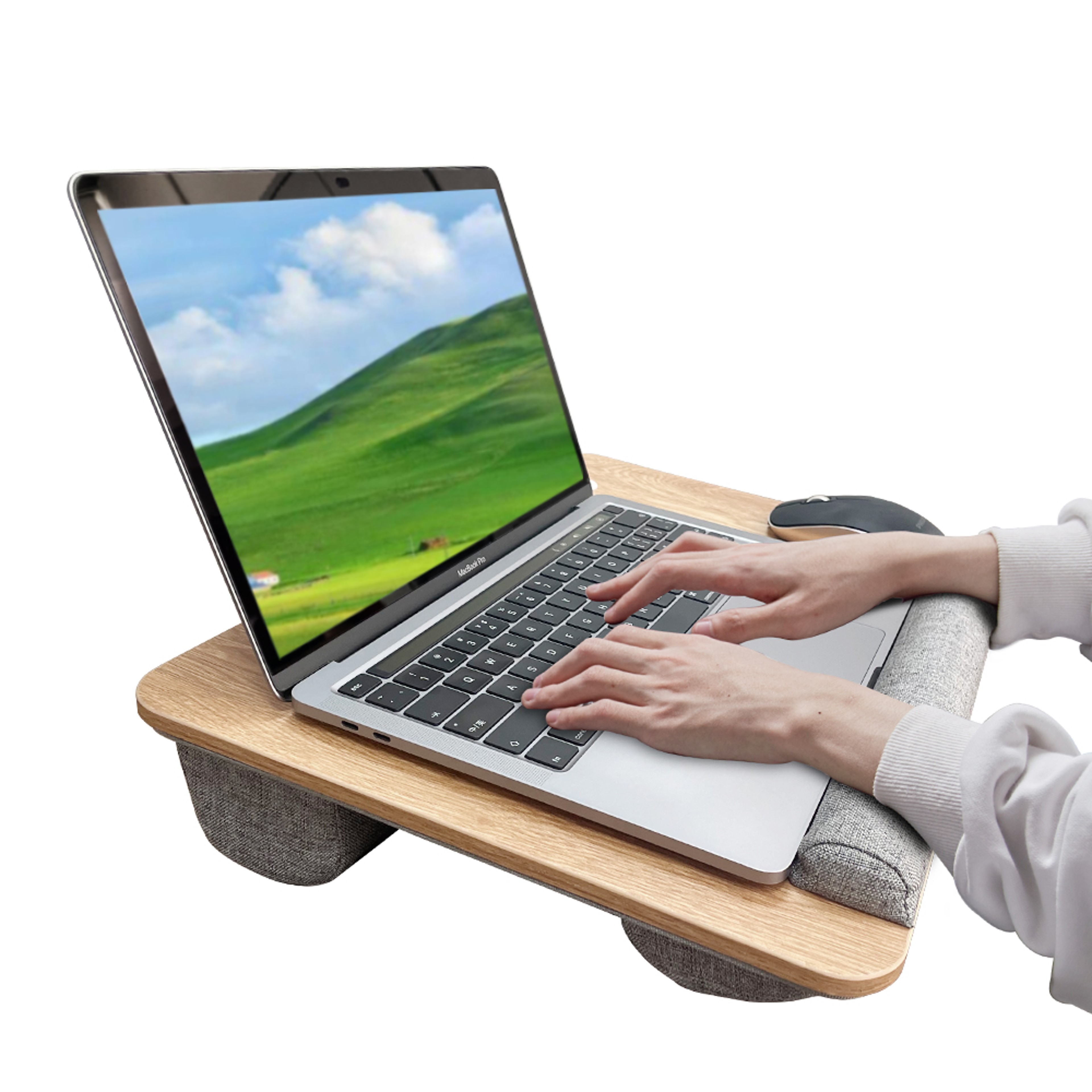 Portable Laptop Lap Desk with Cushion Handle and Device Slot for Bed Sofa and Study – view 1