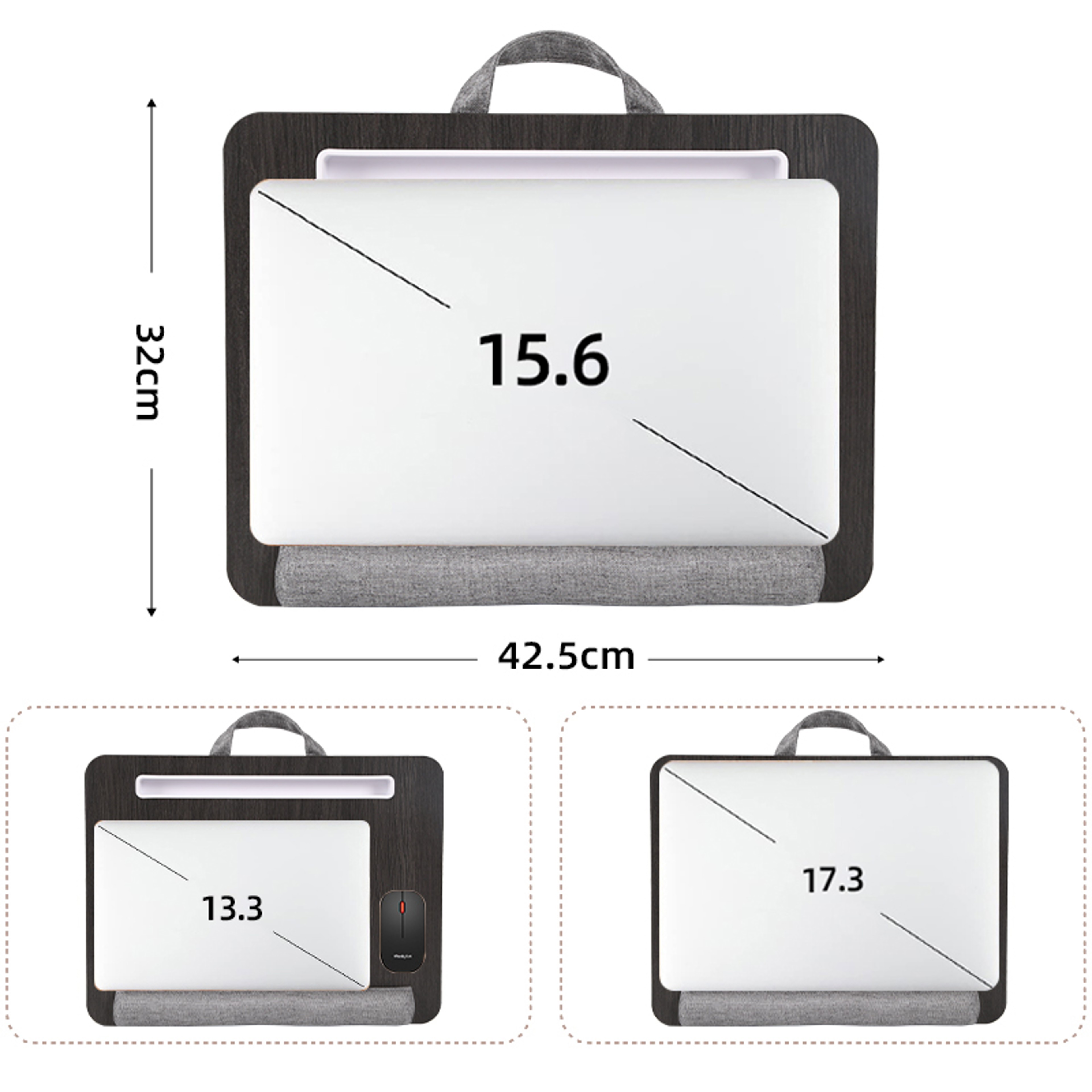 Portable Laptop Lap Desk with Cushion Handle and Device Slot for Bed Sofa and Study – view 5