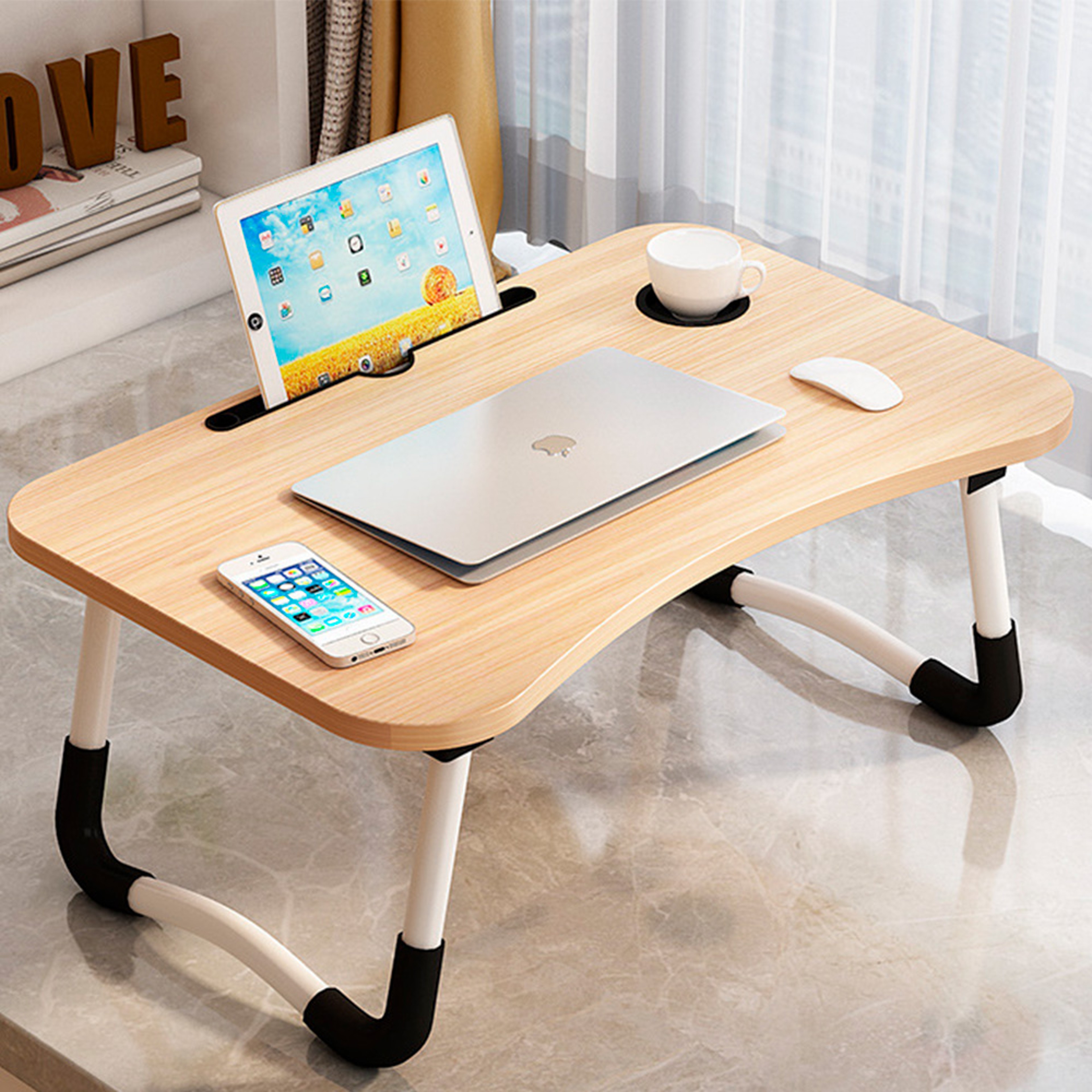 Folding Laptop Desk for Bed Portable Lap Desk with Tablet Slot and Cup Holder – view 10