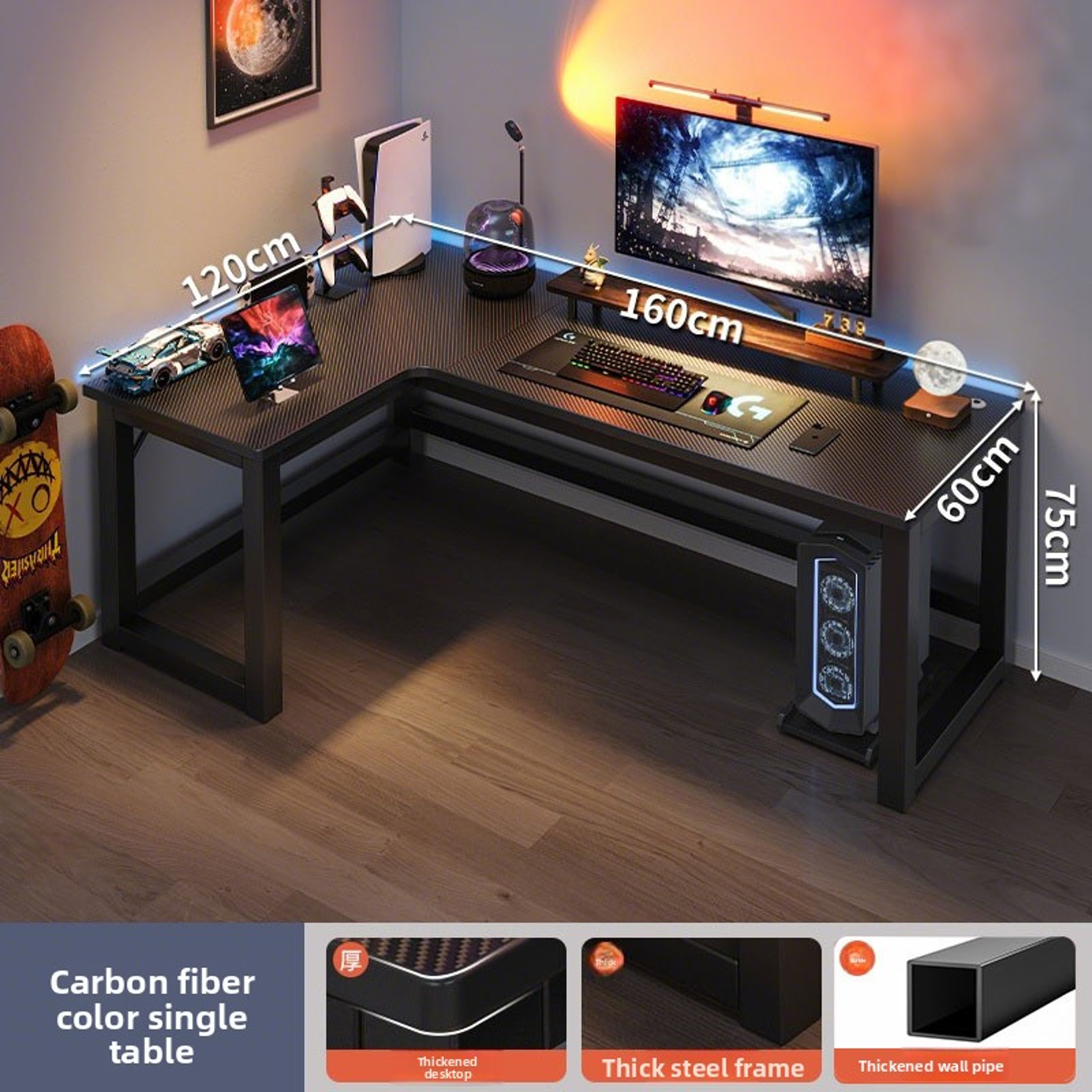 L Shaped Computer Desk Corner Gaming Desk For Home Office Study And Writing 9