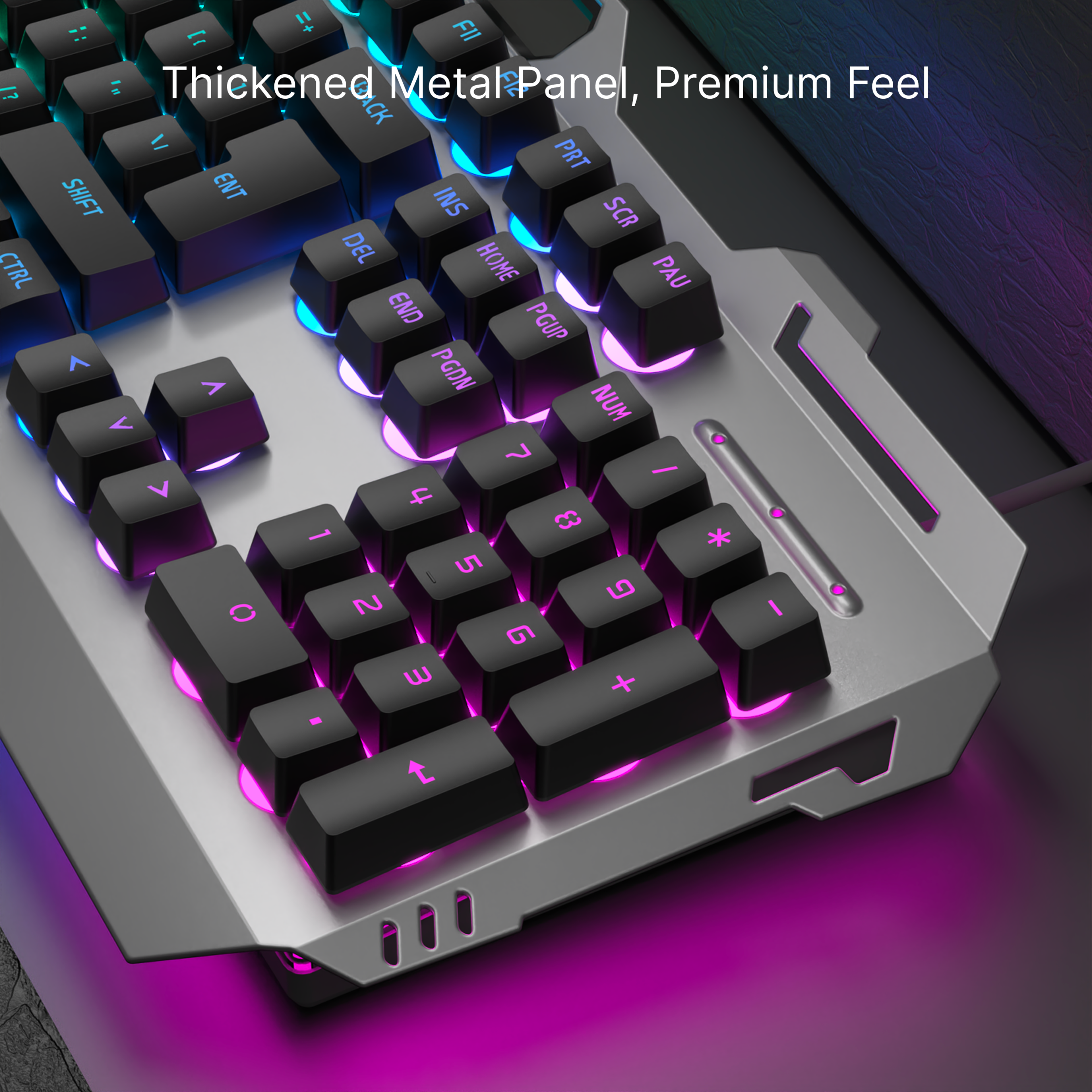 104 Key Wired Gaming Keyboard Silent Backlit Metal Panel Keyboard For PC 6