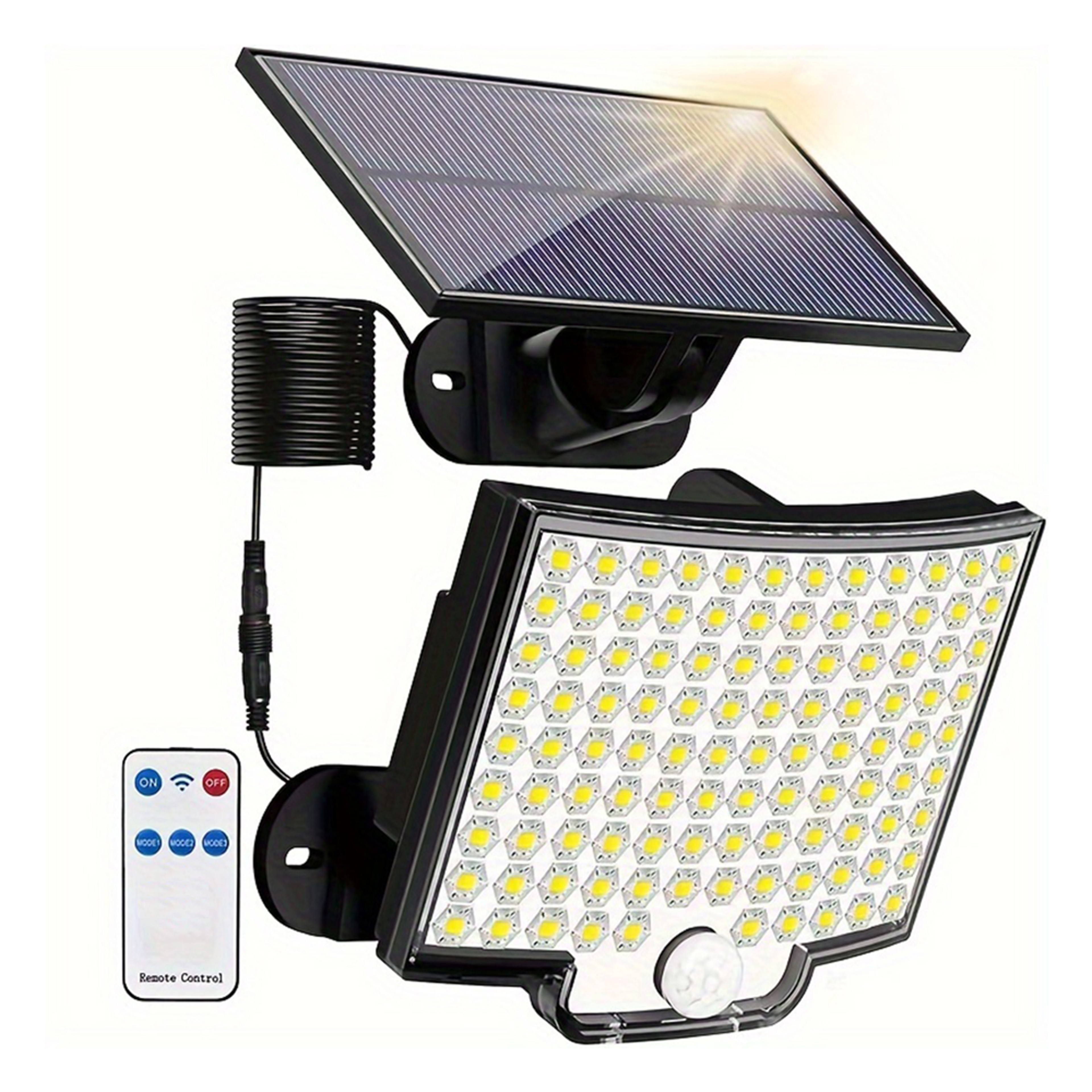 106 LED Solar Motion Sensor Light Outdoor Solar Flood Light With Separate Panel 3 Modes 0
