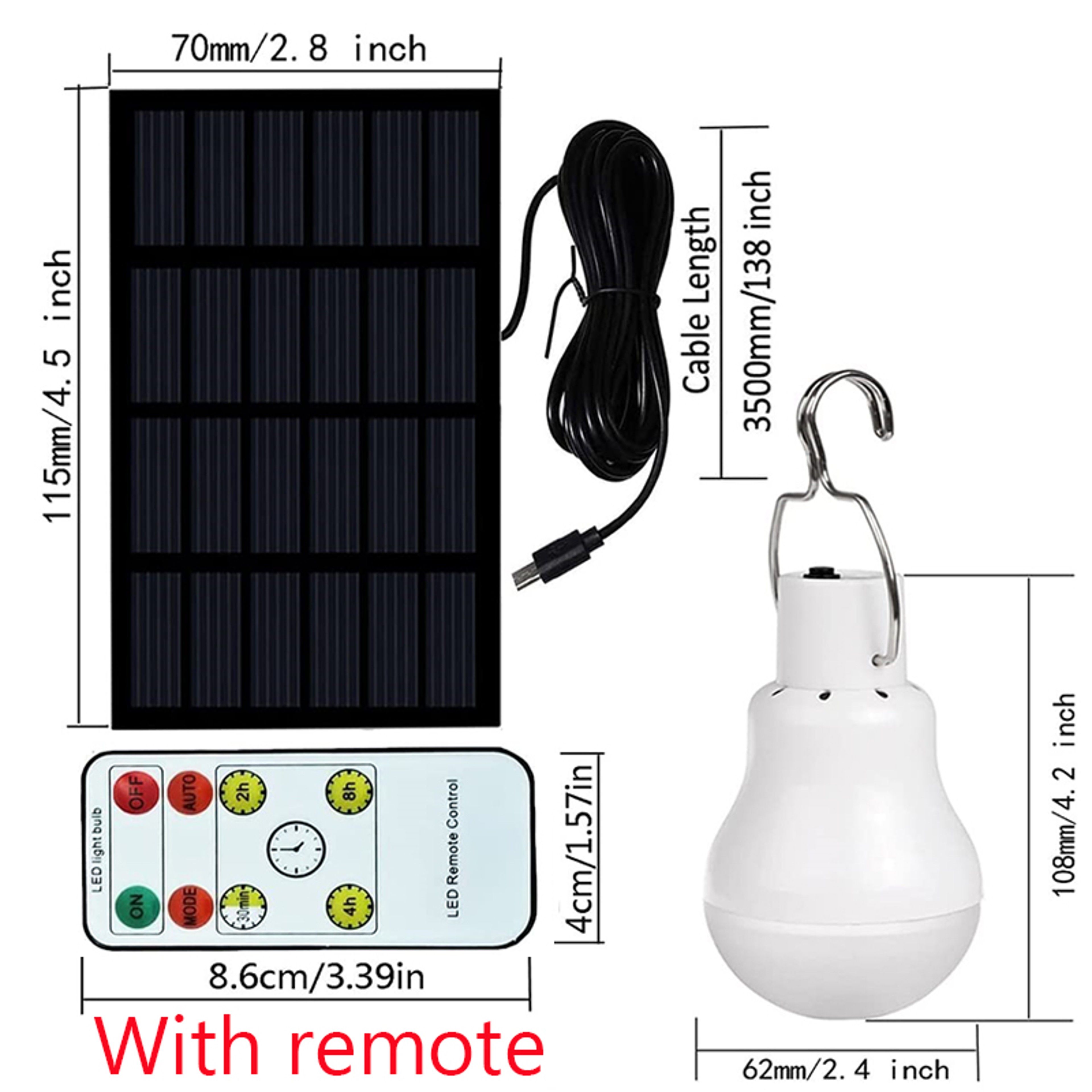 Portable Solar Light Bulb USB Rechargeable LED Camping Emergency Hanging Light 7