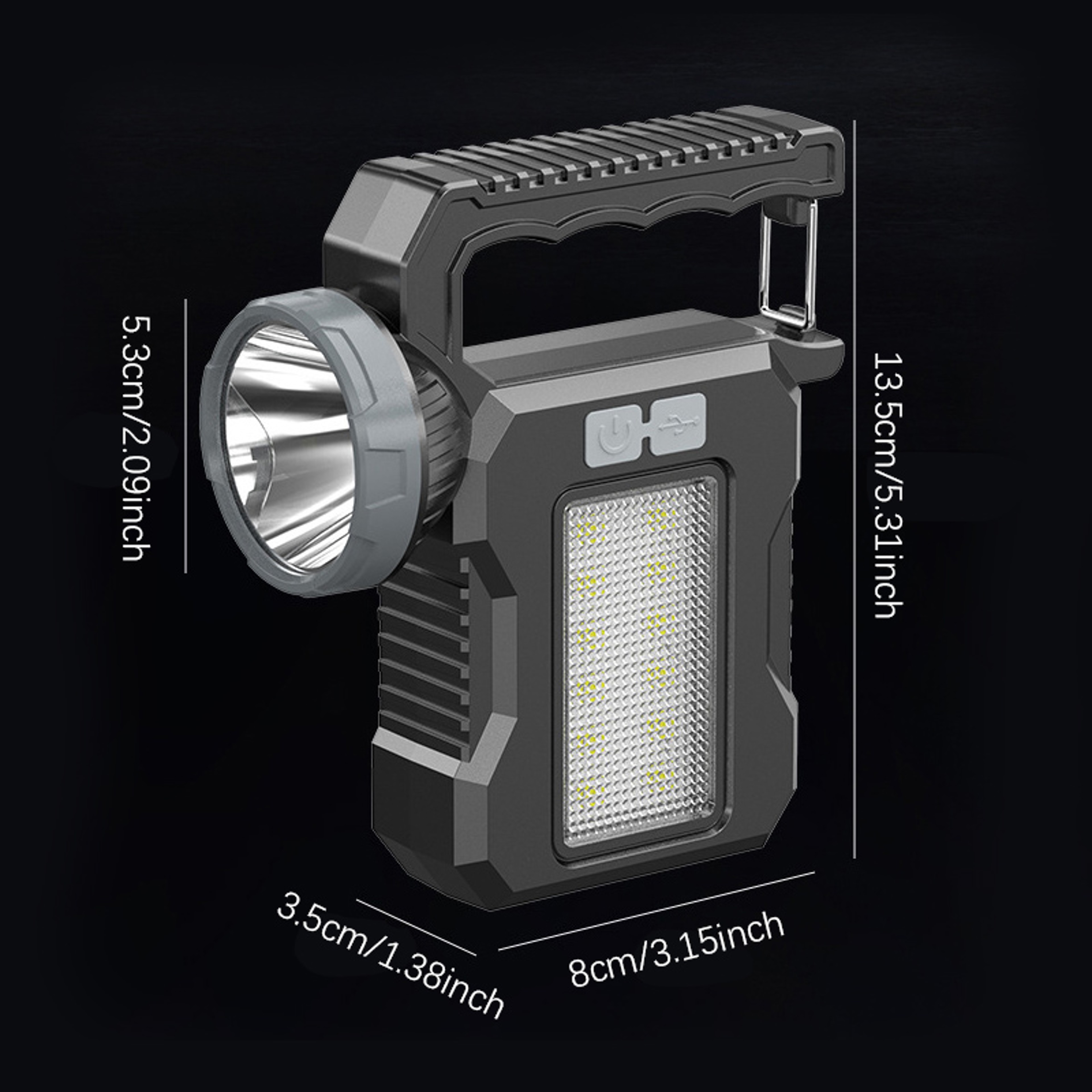 Solar Rechargeable Flashlight COB Work Light Portable Camping Lantern Searchlight 2