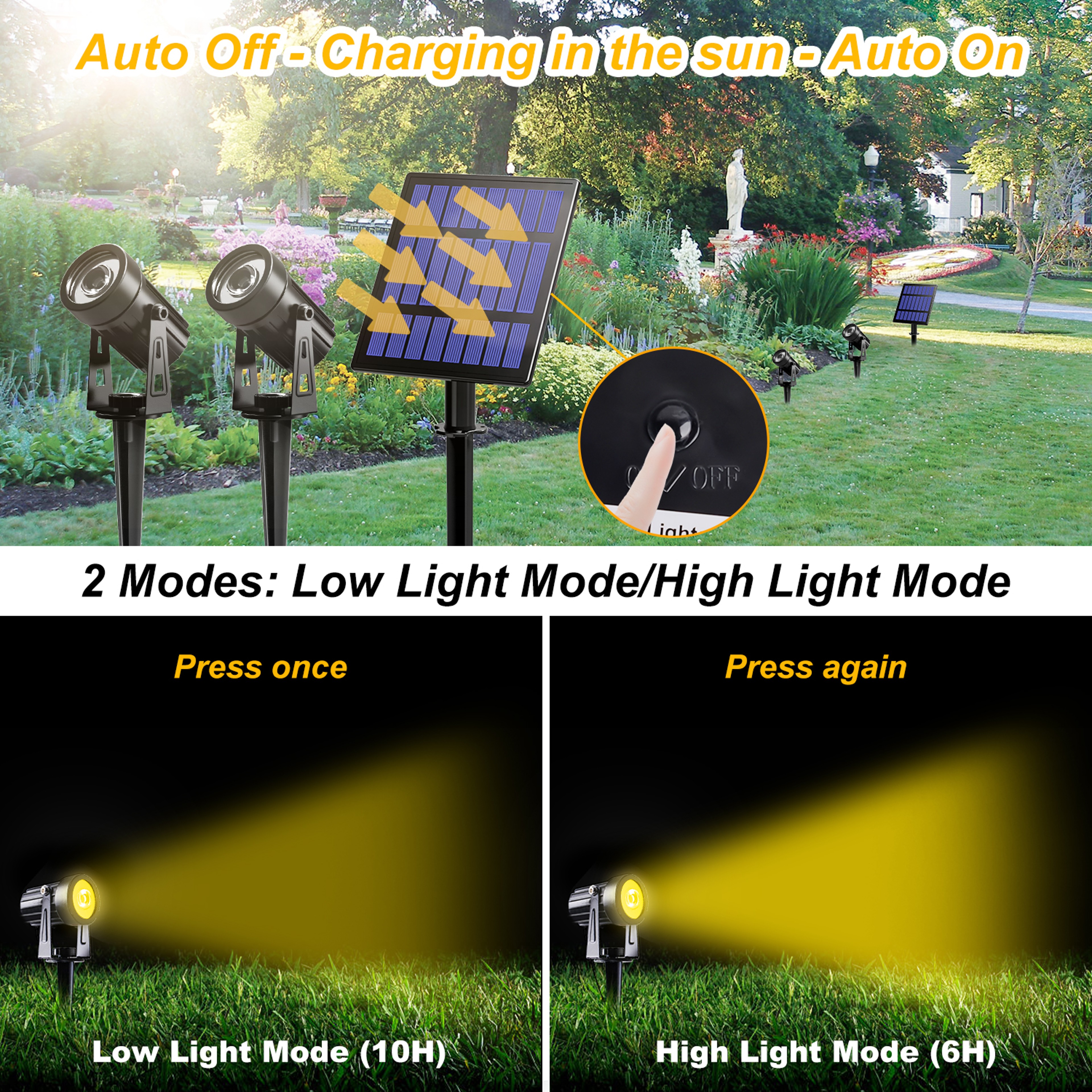 Solar Powered Spotlight IP65 Waterproof LED Landscape Light For Garden Yard Trees And Pathways 5