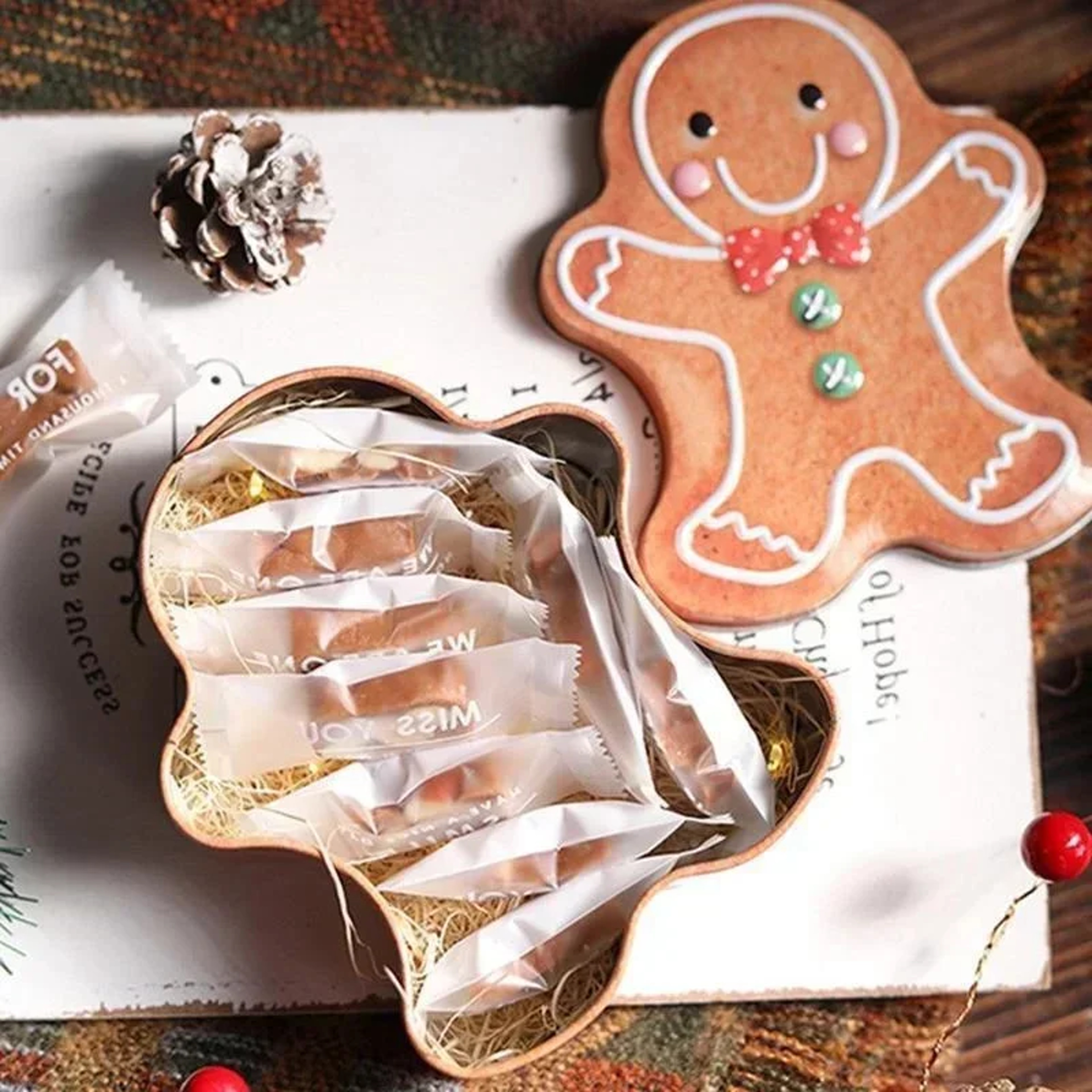Gingerbread Man Christmas Candy Tin Gift Box Holiday Storage Container – view 2