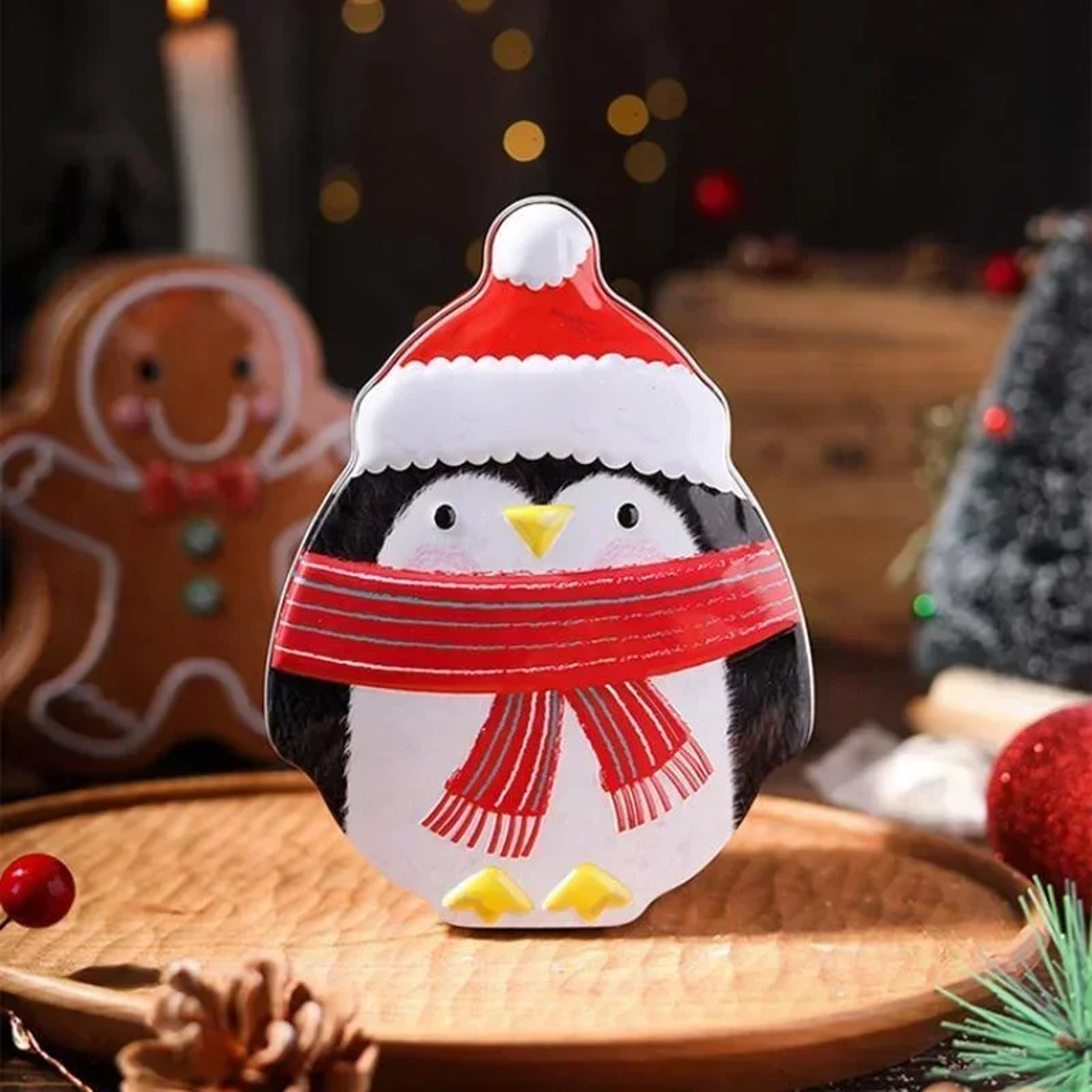 Gingerbread Man Christmas Candy Tin Gift Box Holiday Storage Container – view 8