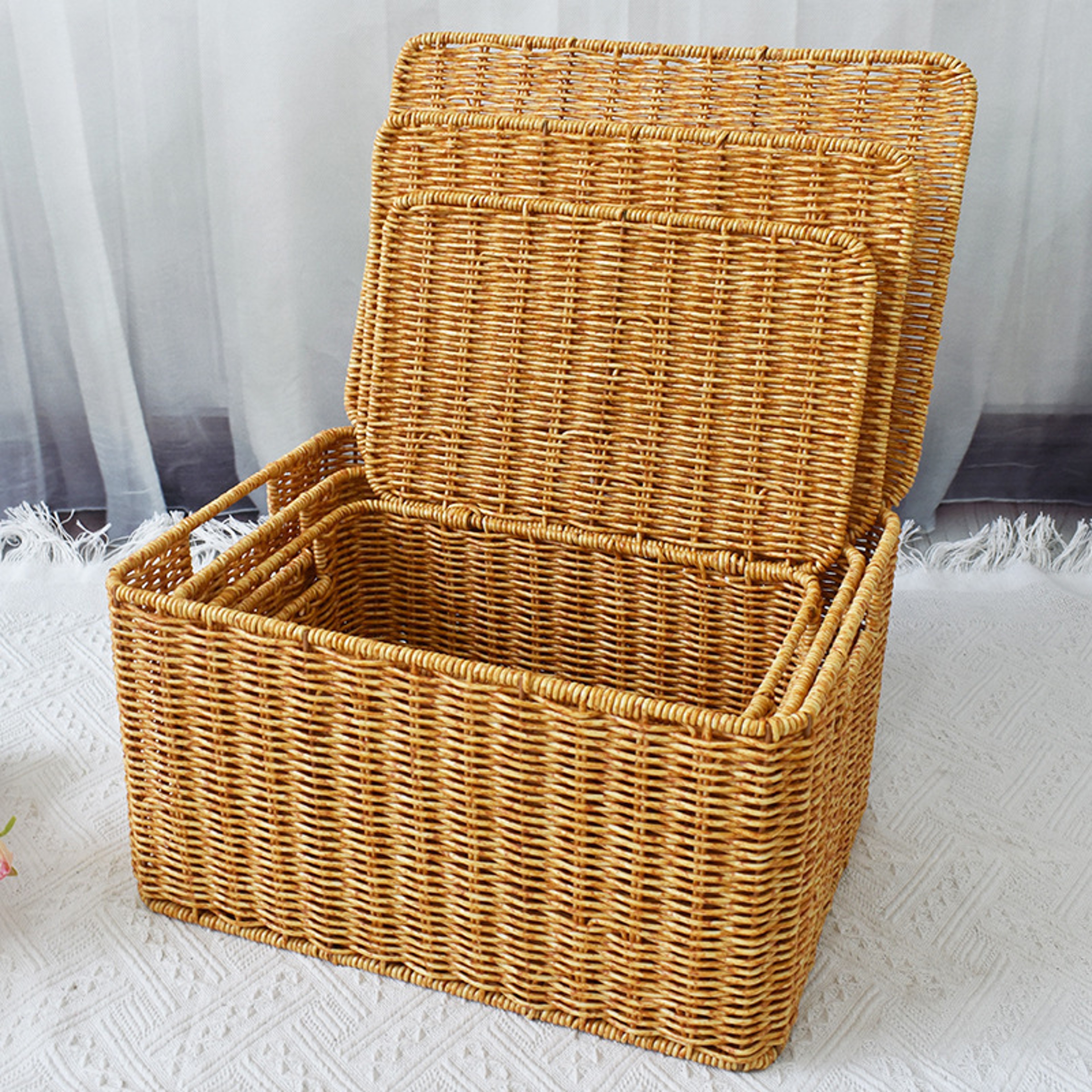 Rattan Woven Oversized Laundry Basket Large Capacity Clothes And Quilt Storage Box 3