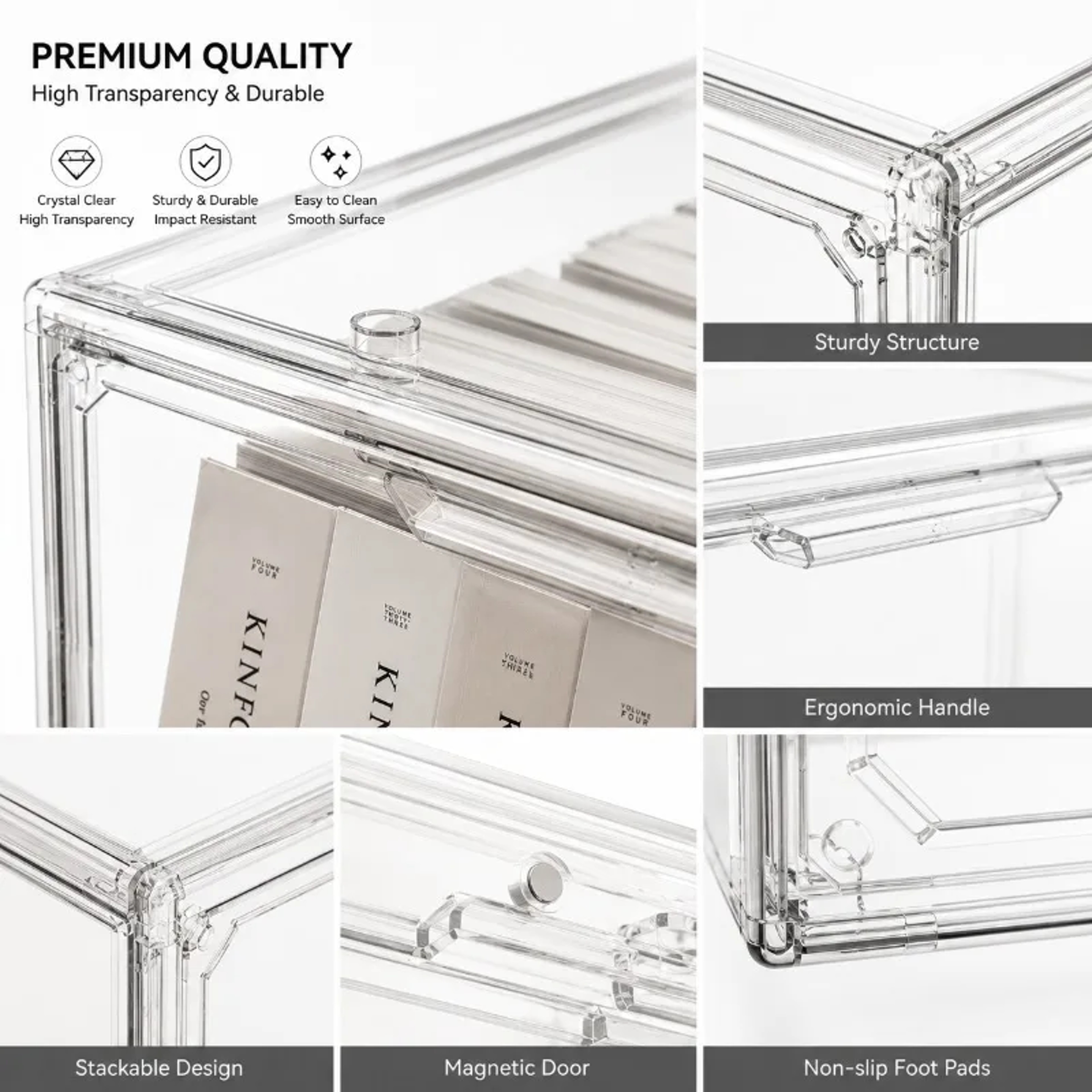 Transparent Acrylic Display Case Dustproof Collectible Figure Storage Box For Bookshelf And Desktop 5