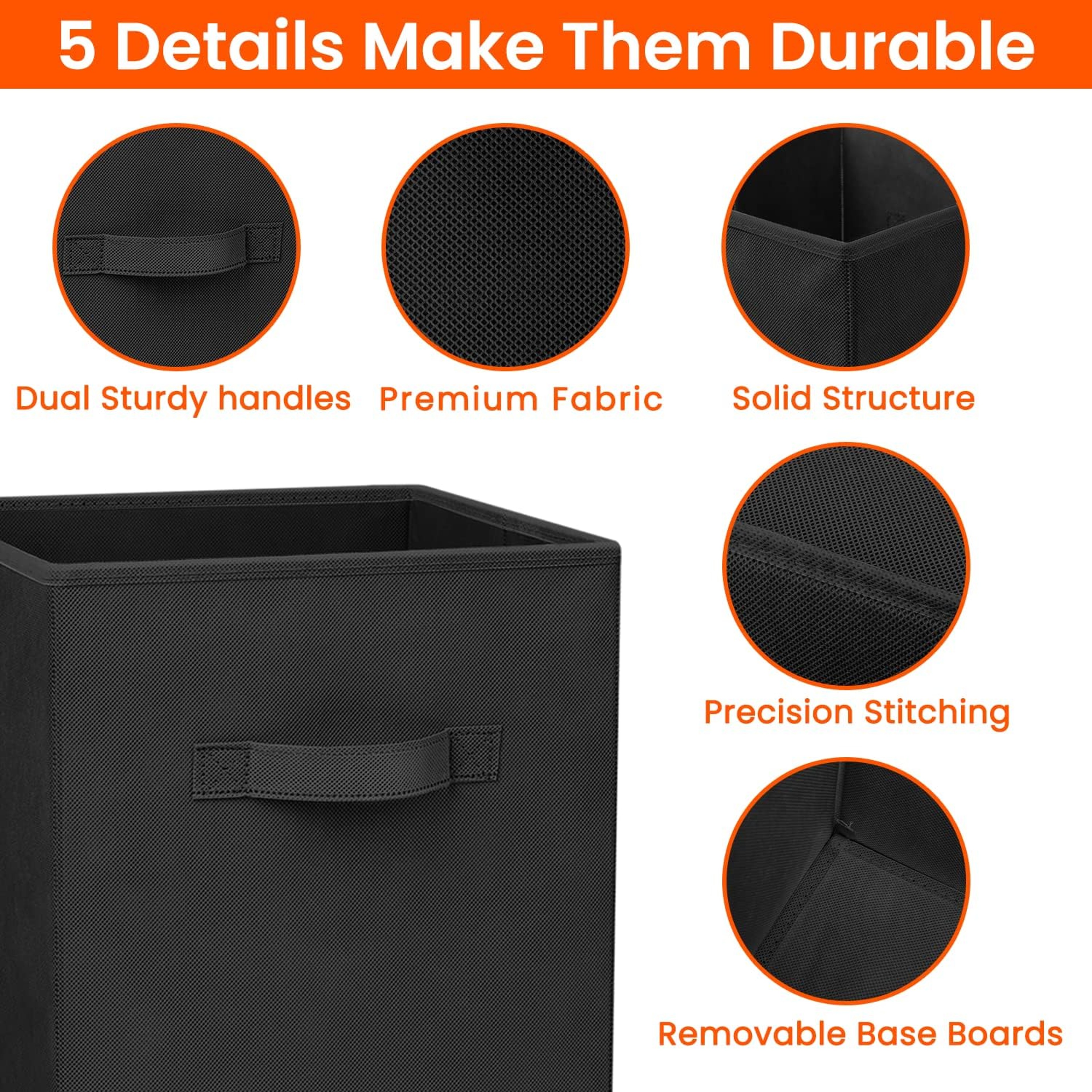 11 Inch Collapsible Storage Cubes with Handles for Closet Shelves – view 3