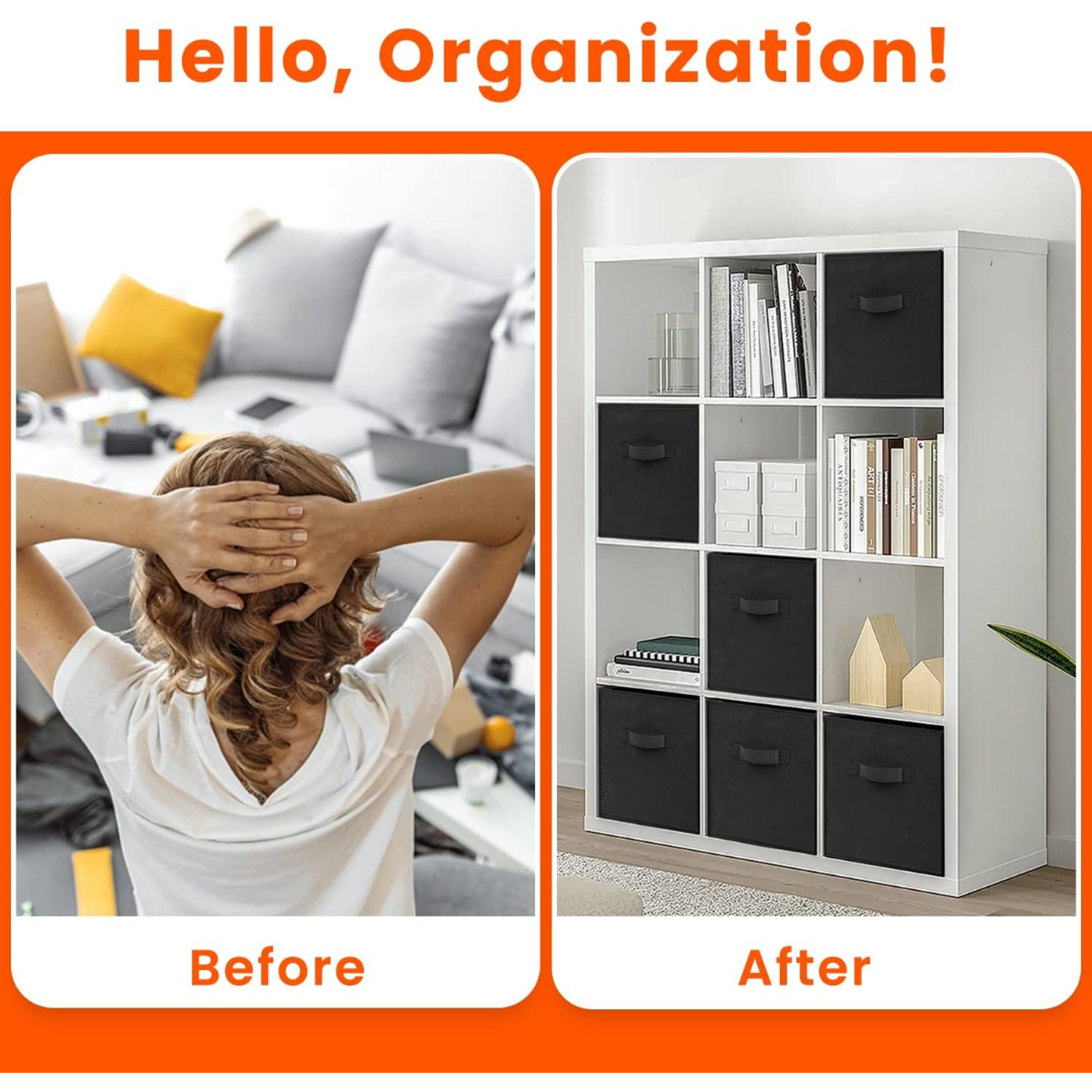11 Inch Collapsible Storage Cubes with Handles for Closet Shelves – view 4