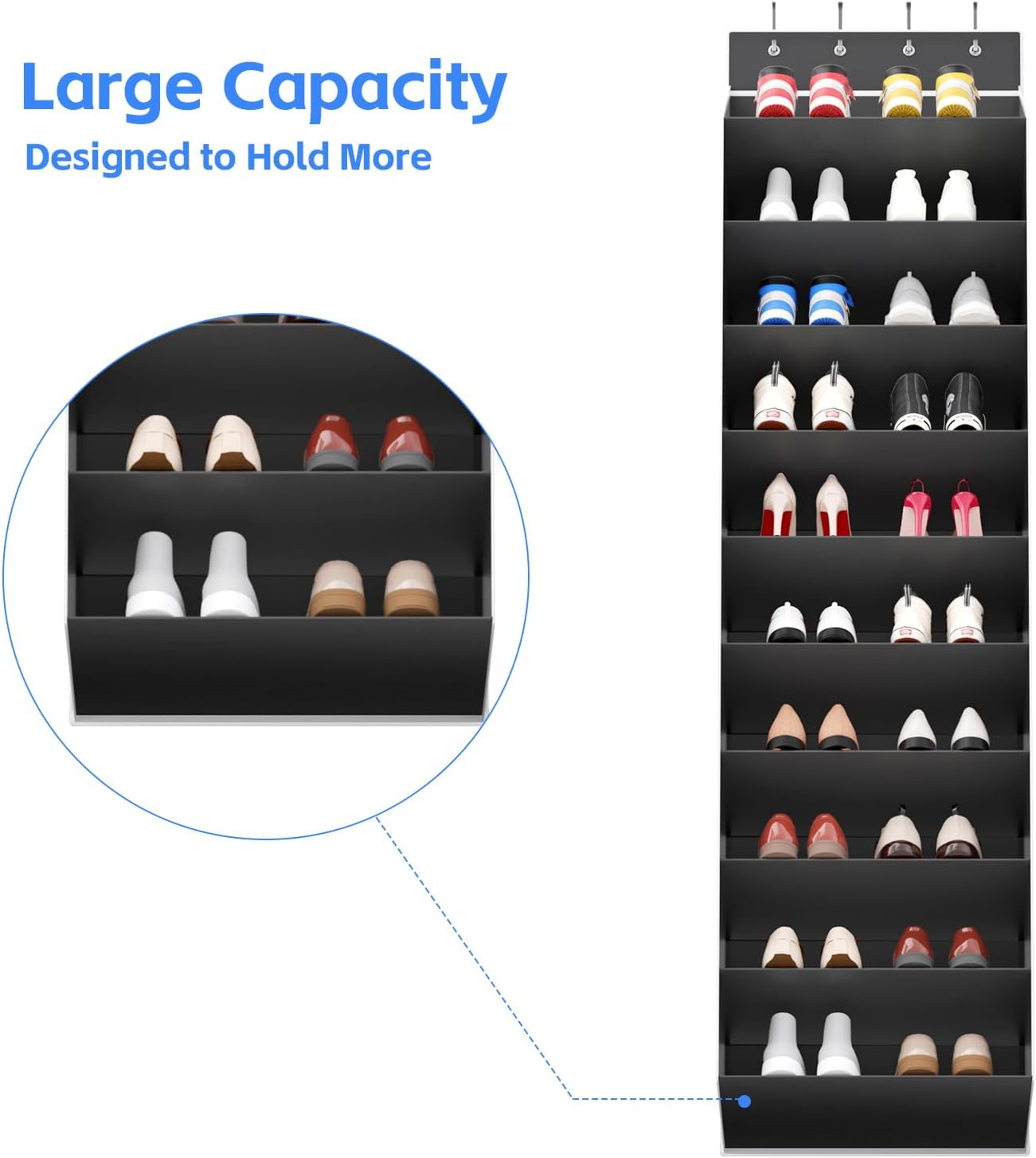 10 Tier Over The Door Shoe Organizer Large Deep Pocket Hanging Shoe Rack 2