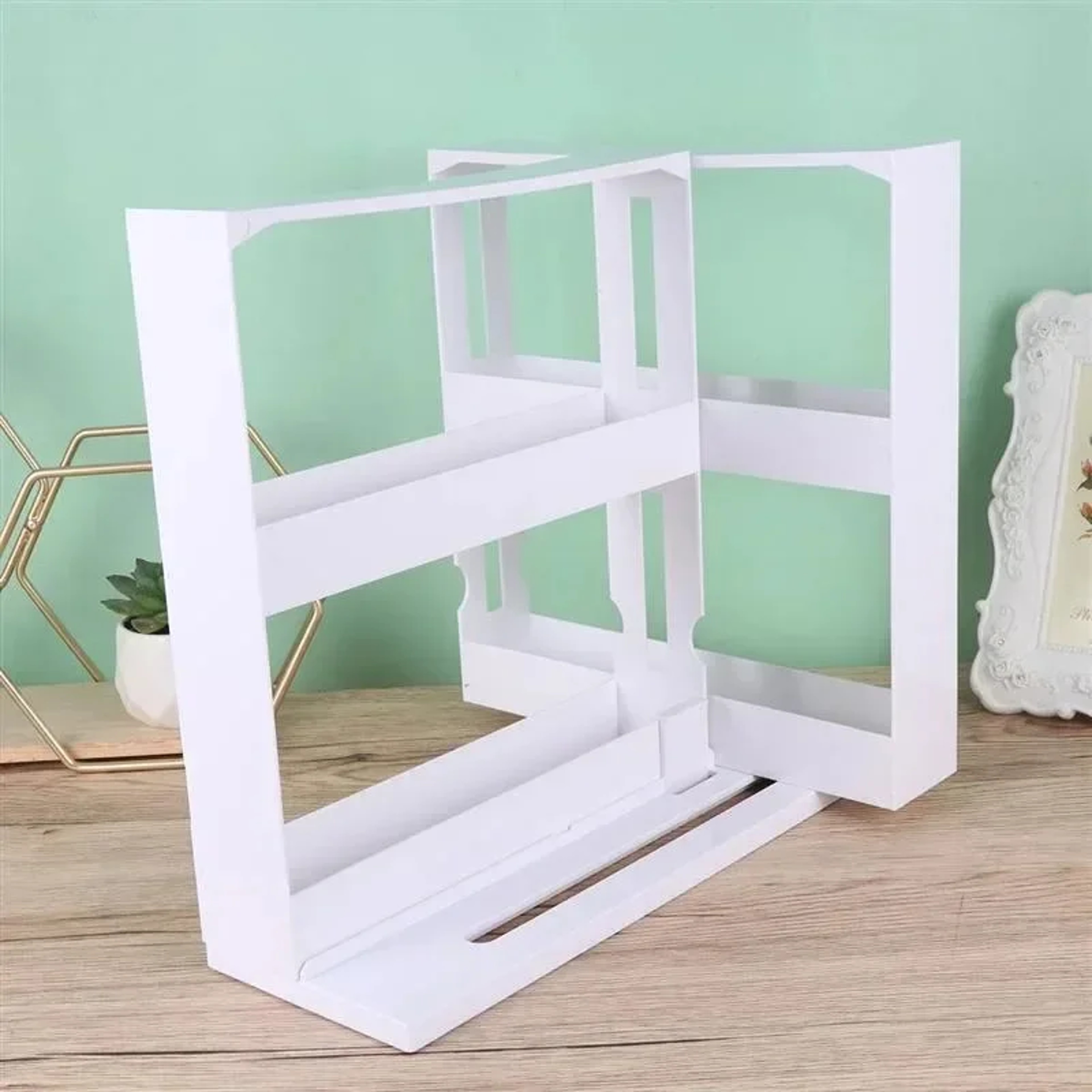 2 Tier Rotating Spice Rack Space Saving Kitchen Organizer Shelf – view 4