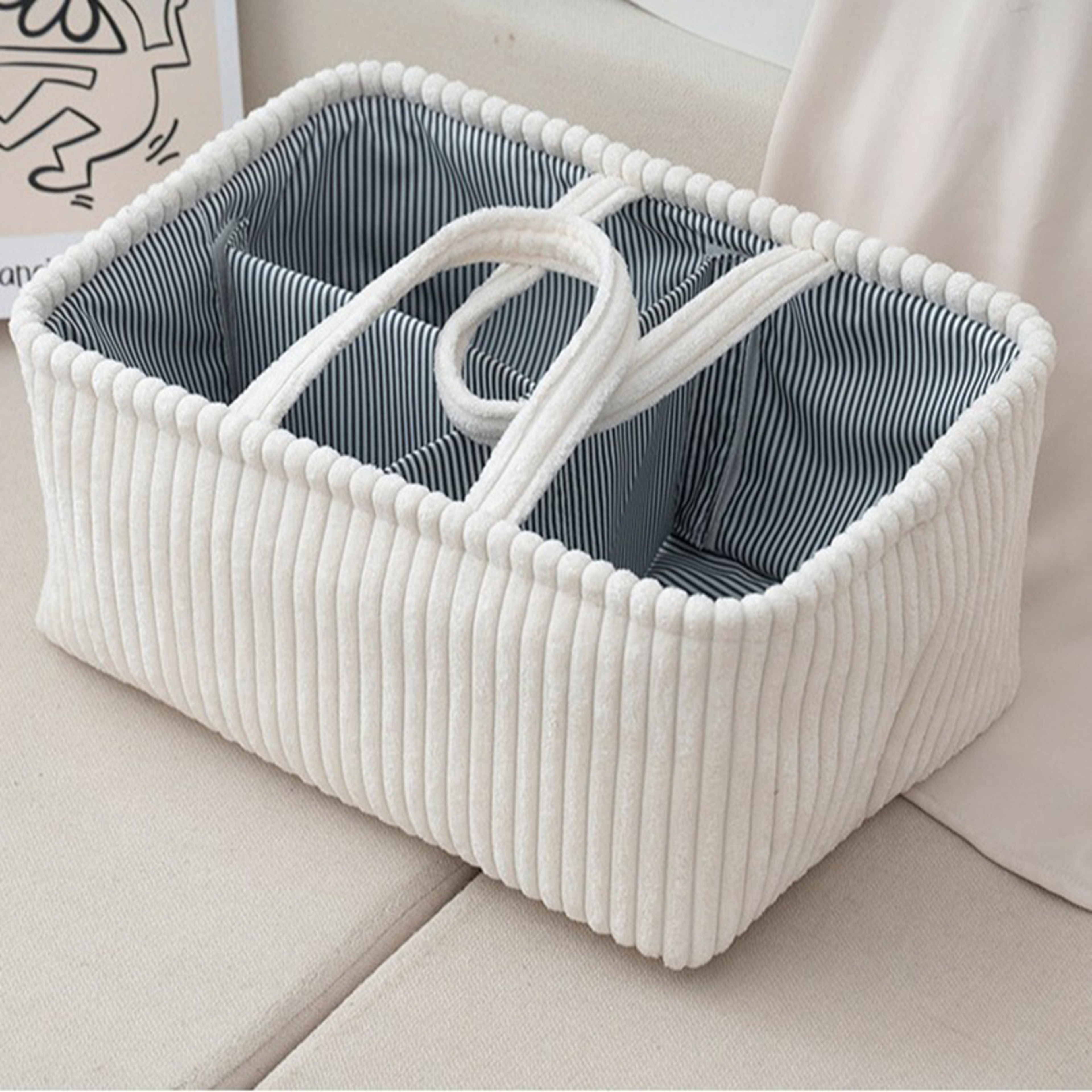 Large Bohemian Storage Basket Multi Compartment Baby Clothes And Toy Organizer 3
