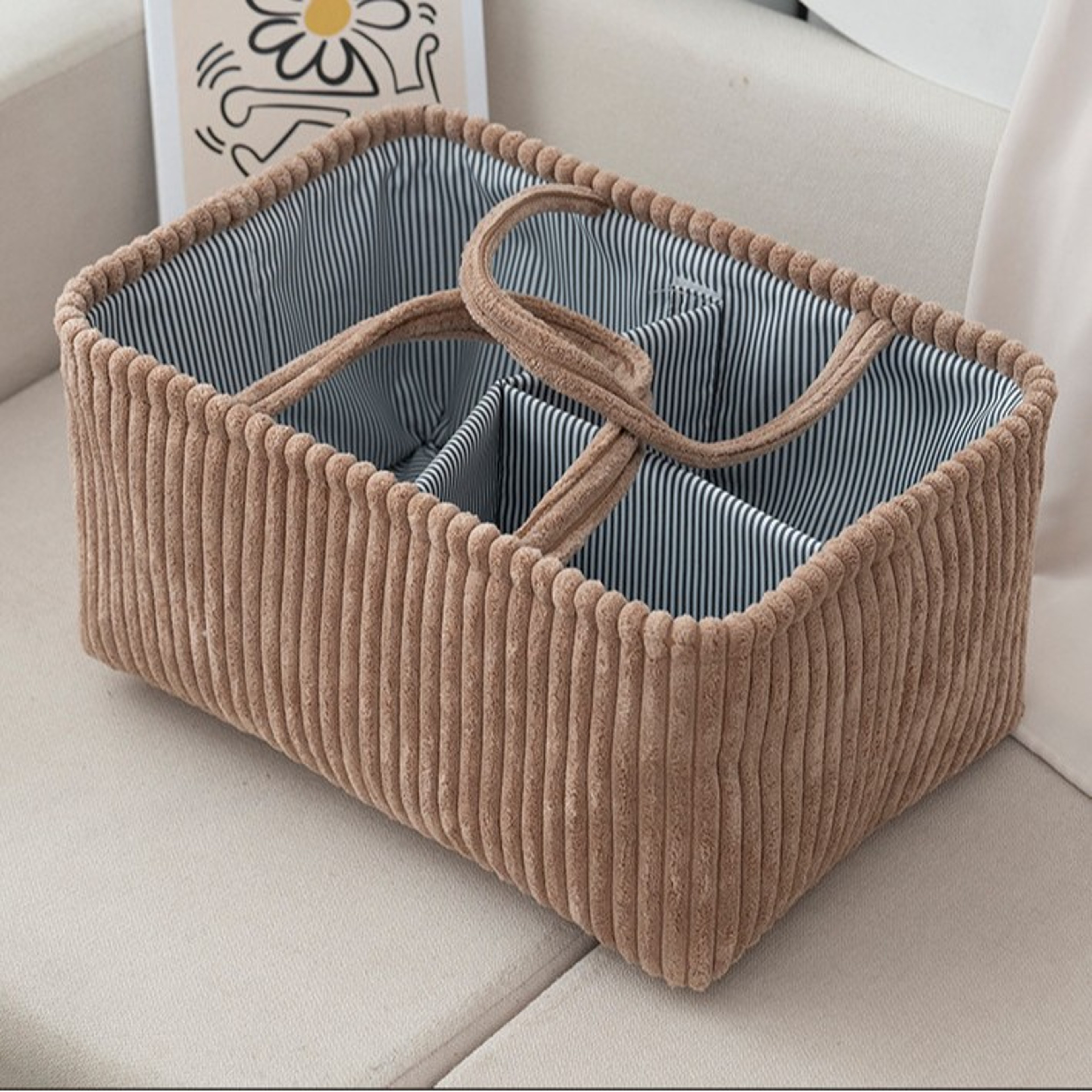 Large Bohemian Storage Basket Multi Compartment Baby Clothes And Toy Organizer 6