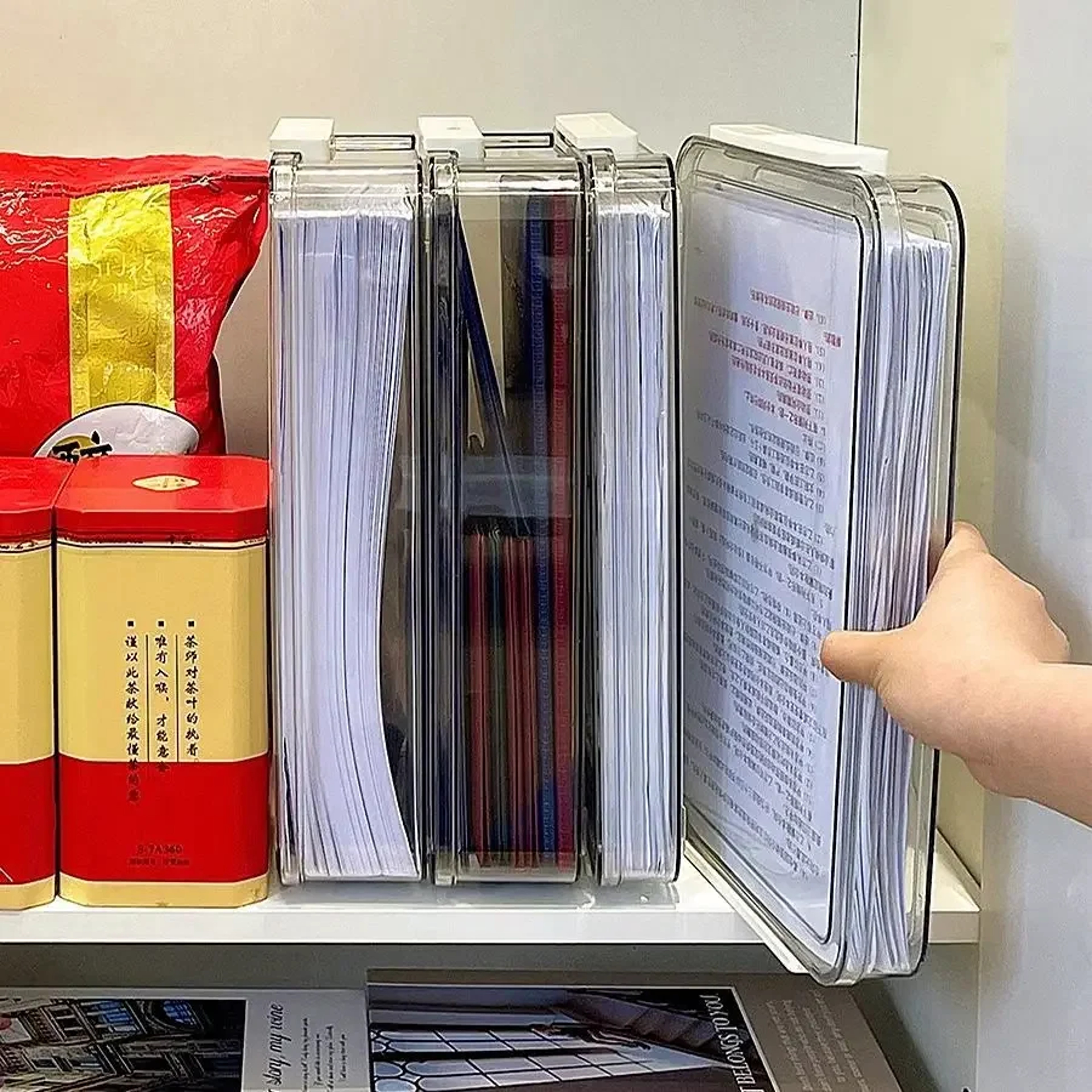 Transparent A4 Document Storage Box Stackable Desktop File Organizer With Lid 1