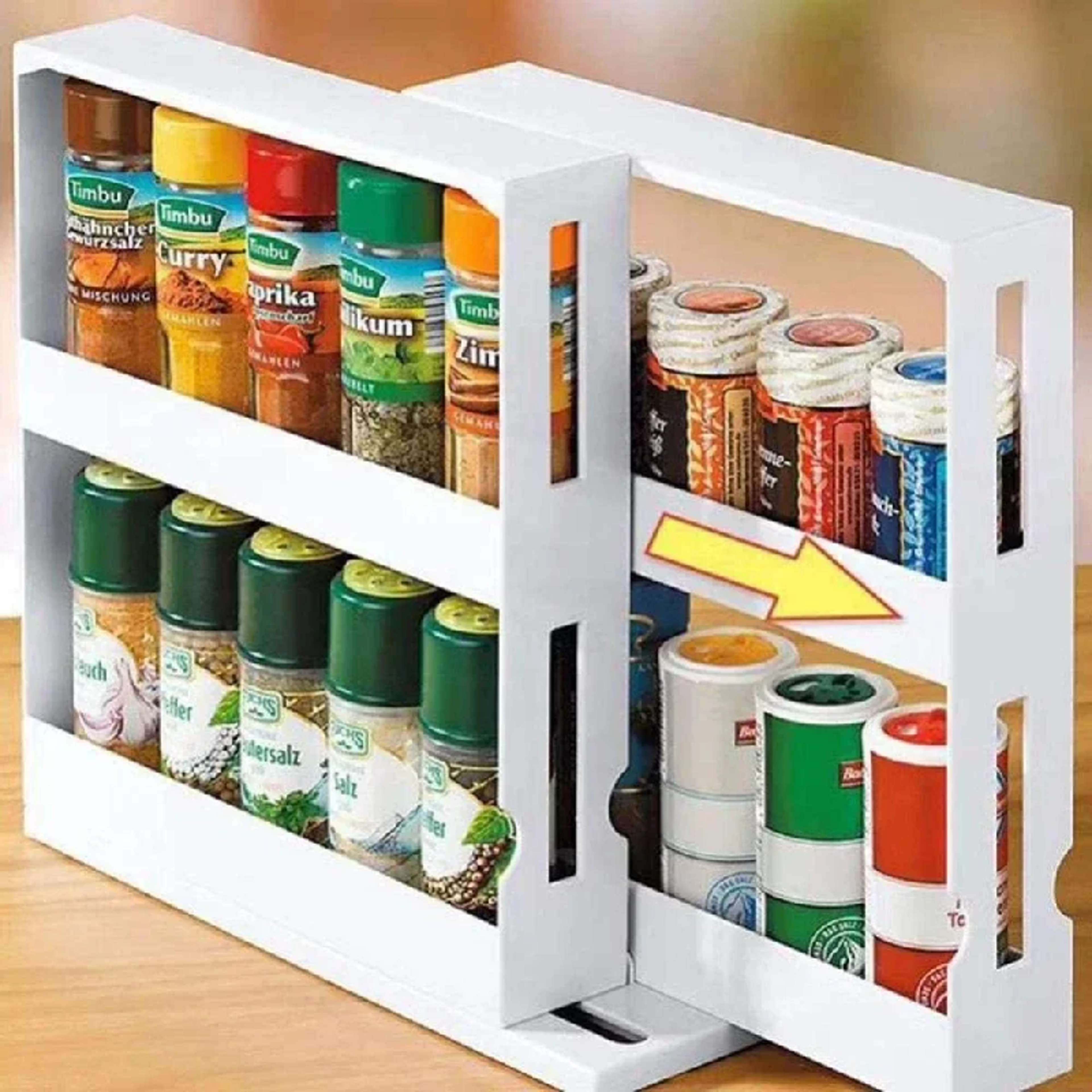 2 Tier Rotating Spice Rack Slide Out Kitchen Cabinet Organizer 2