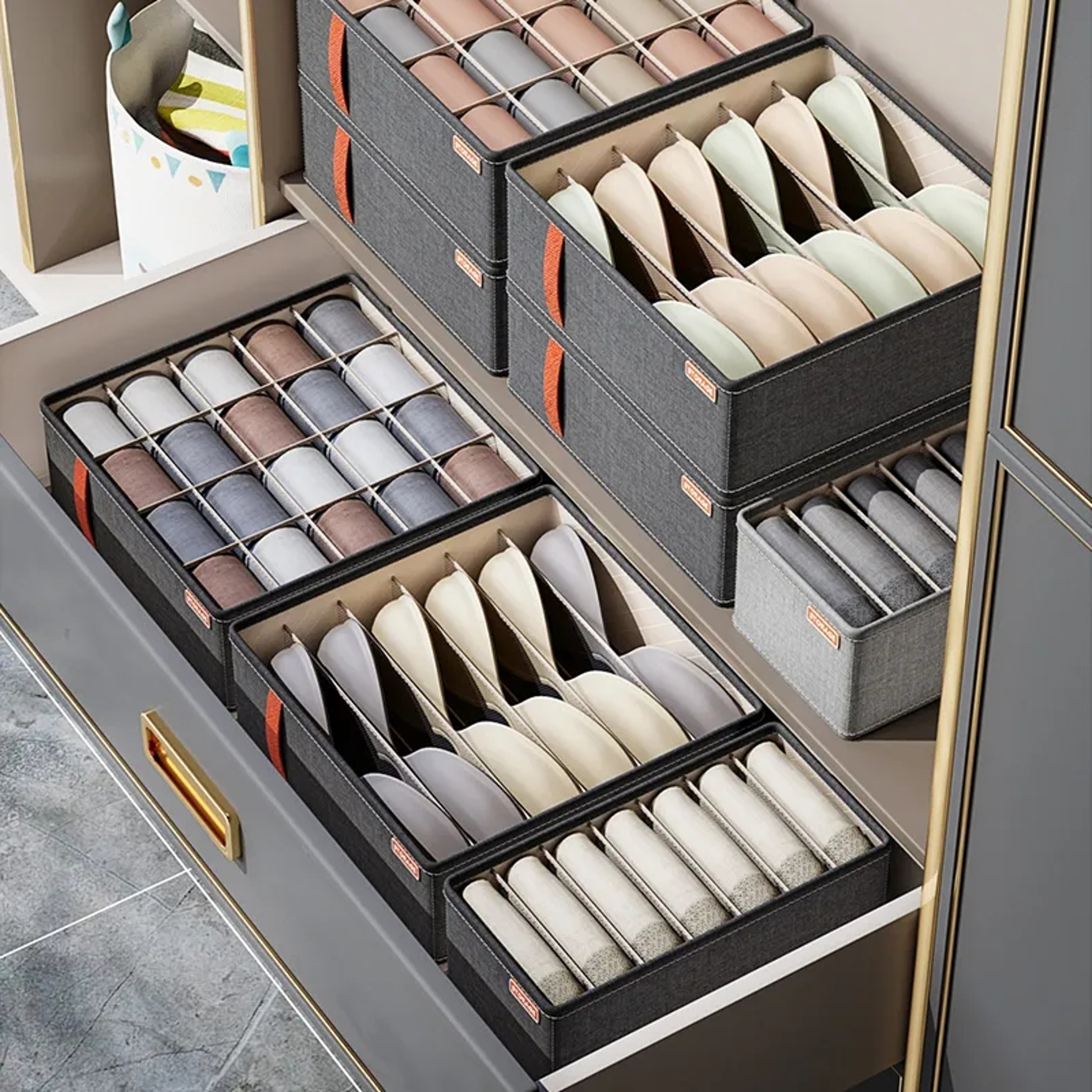 Foldable Underwear Drawer Organizer For Socks Bras Clothing And Wardrobe Storage 3