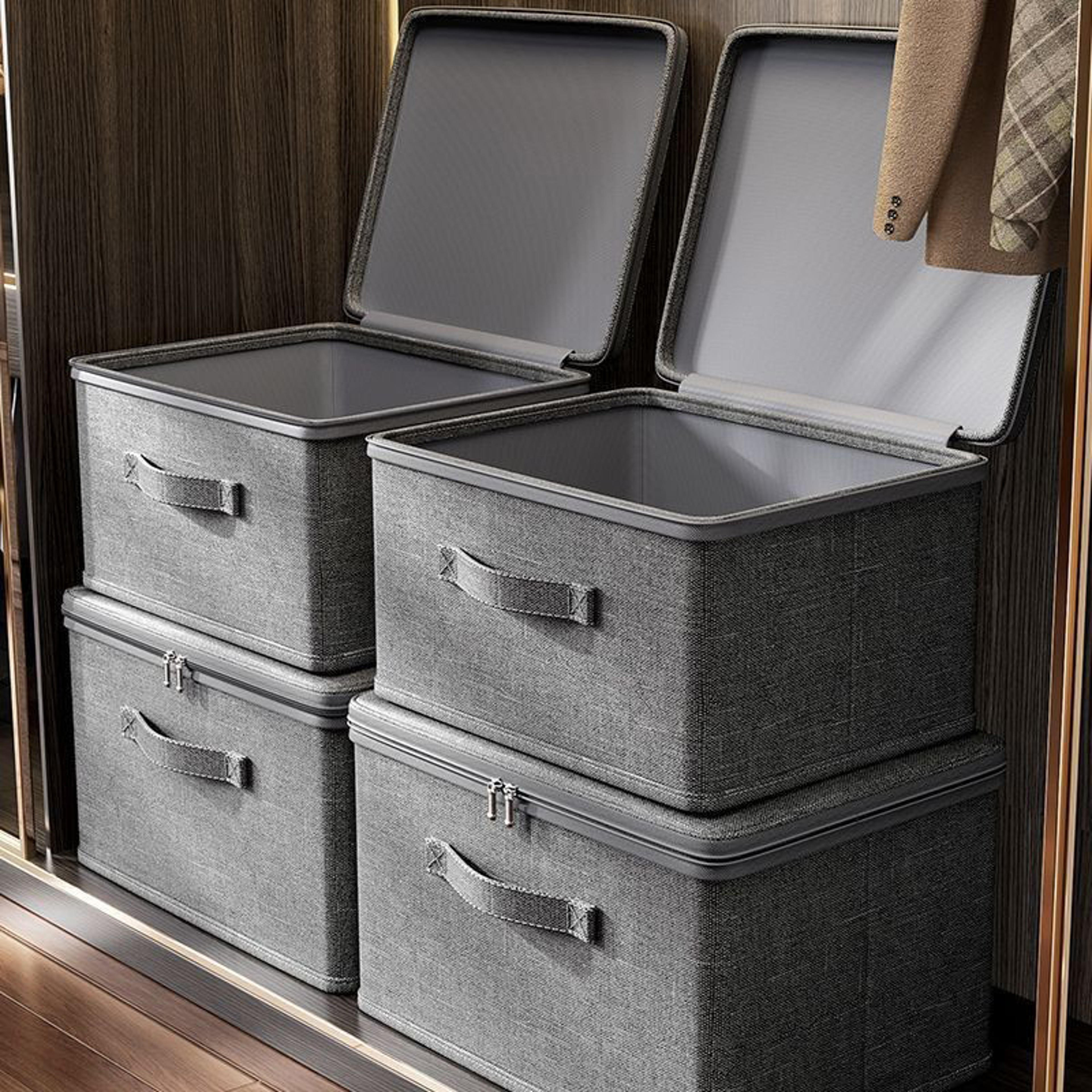 Large Capacity Foldable Clothes Storage Box Zipper Wardrobe Organizer 1