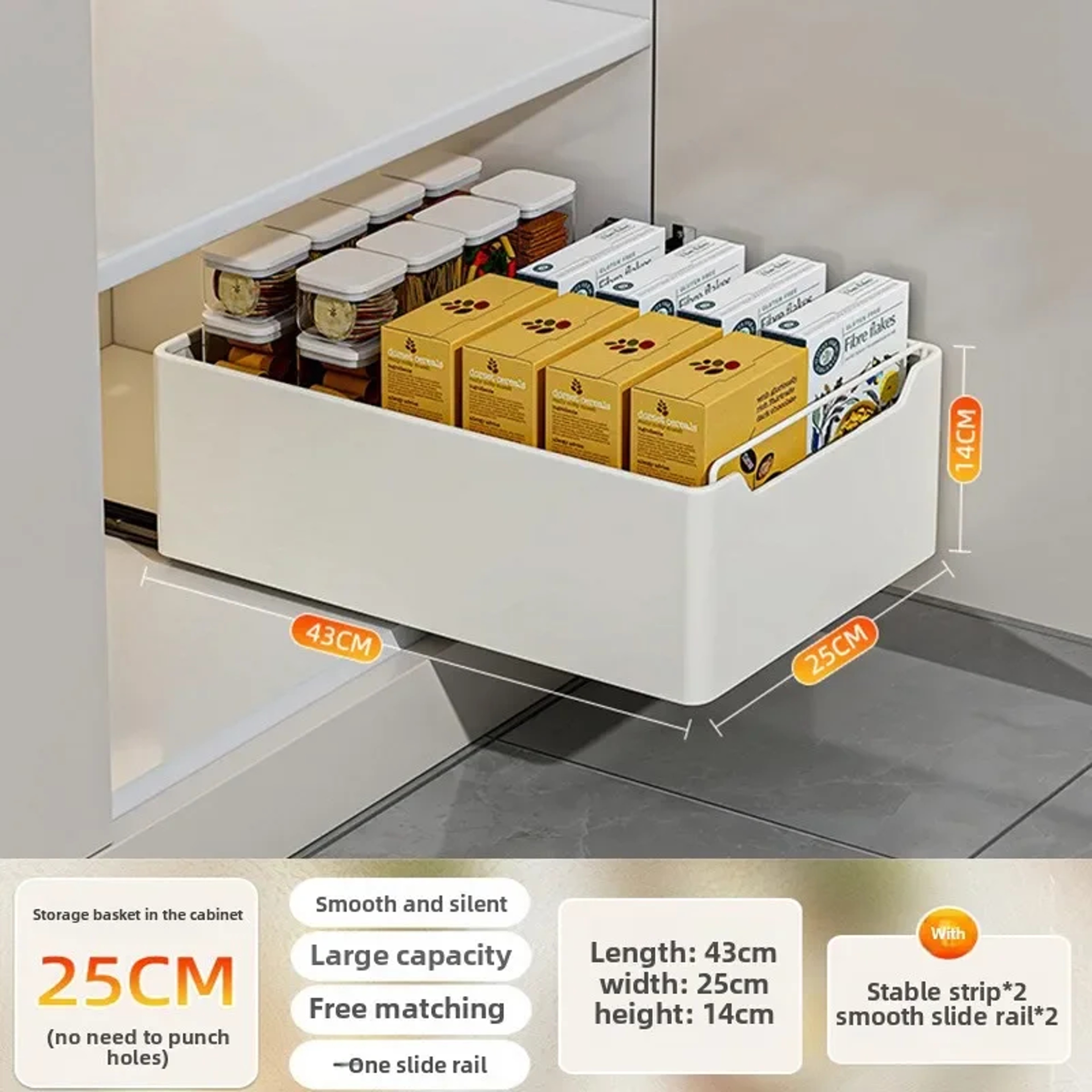 Pull Out Cabinet Organizer No Drill Slide Out Kitchen Storage Rack 6