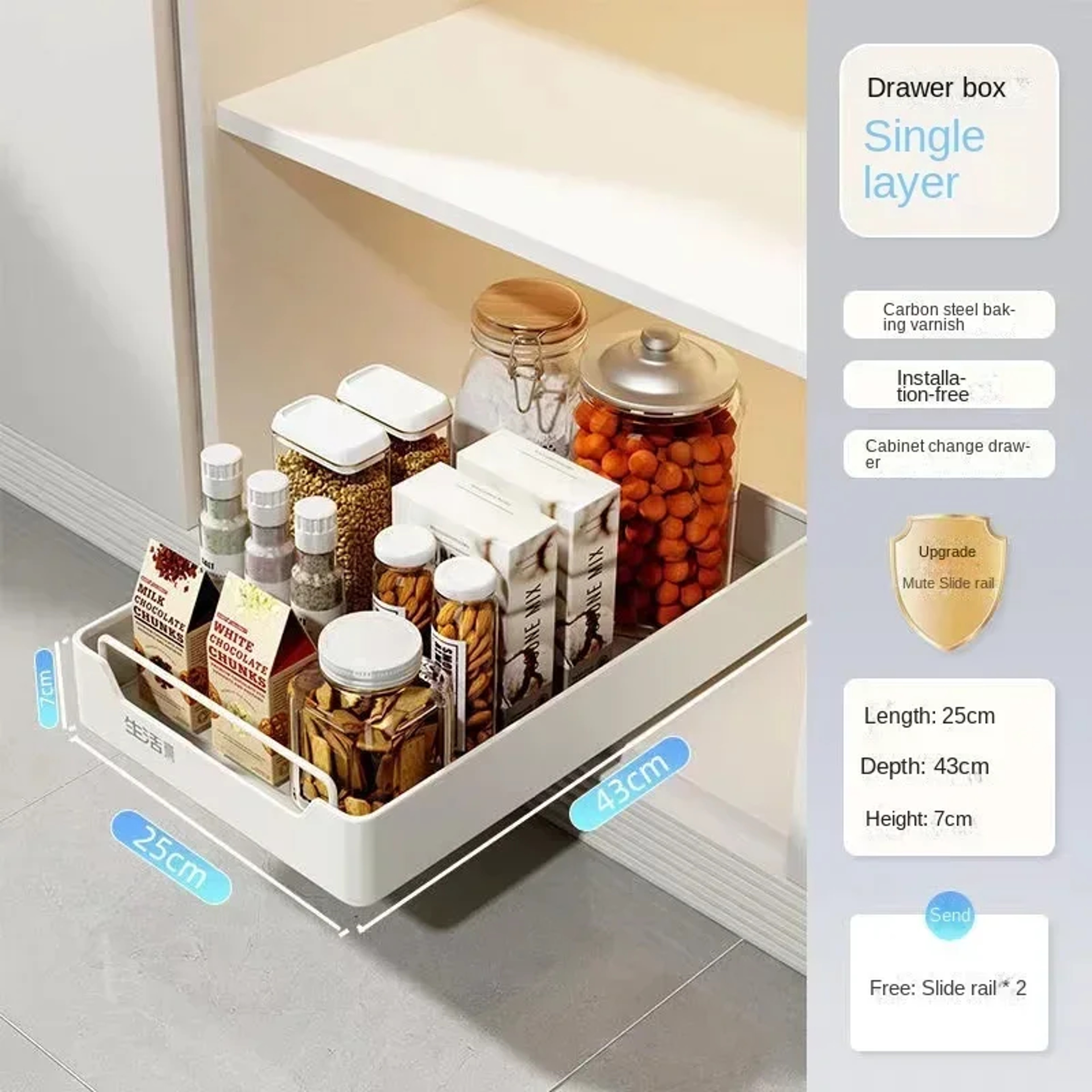 Pull Out Cabinet Organizer No Drill Slide Out Kitchen Storage Rack 8