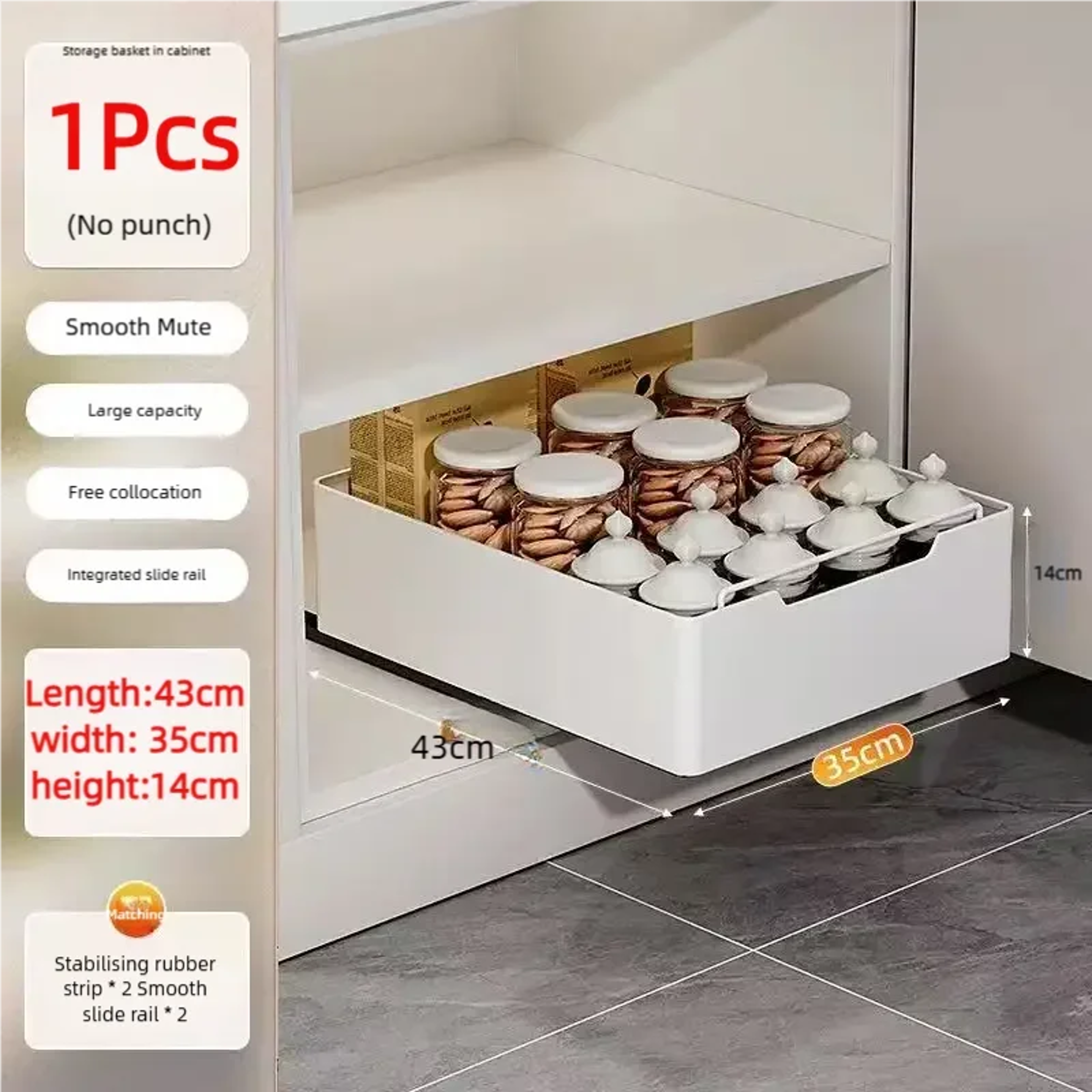 Pull Out Cabinet Organizer No Drill Slide Out Kitchen Storage Rack 22