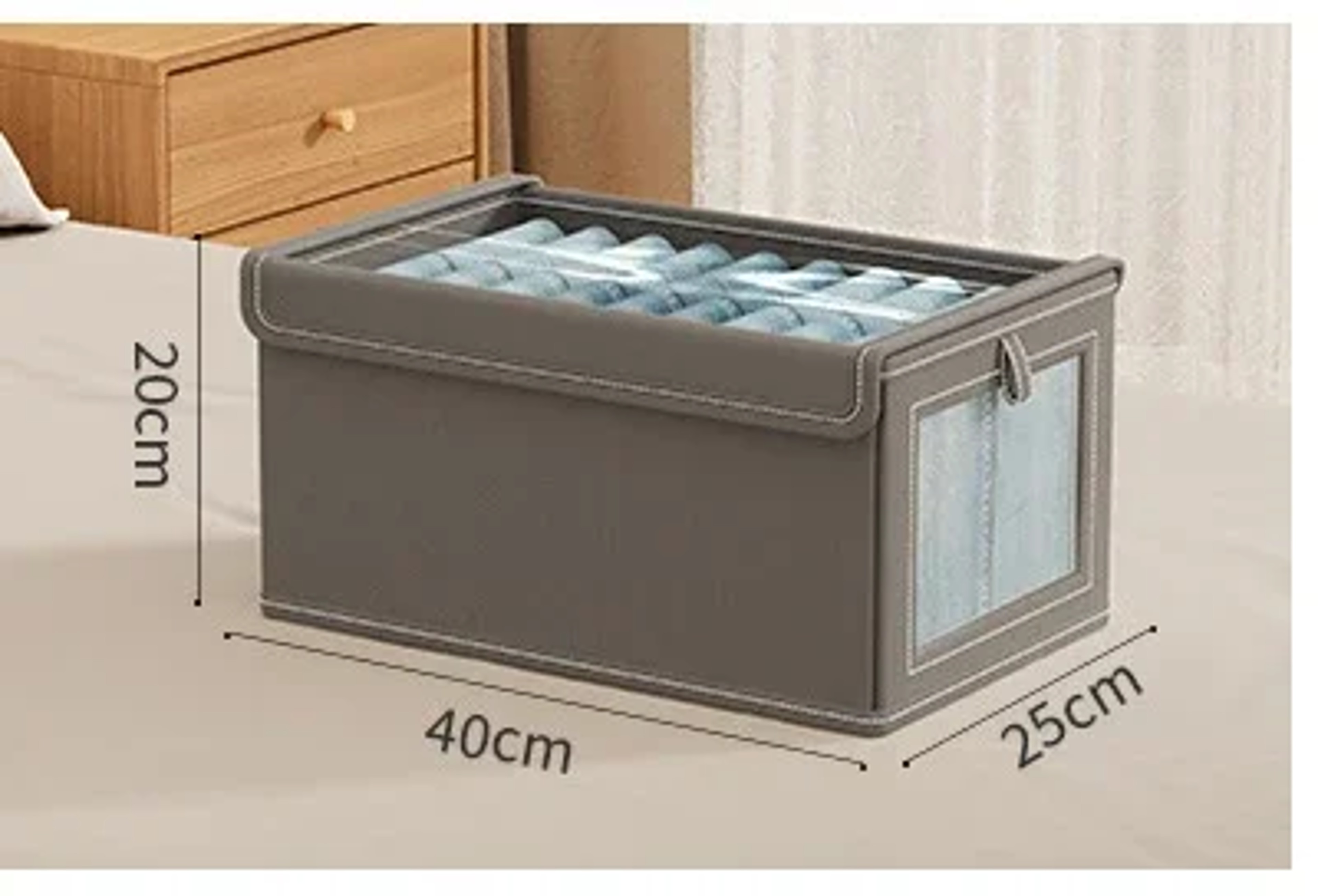 Large Foldable Storage Box With Clear Window Oxford Cloth Closet Organizer 6