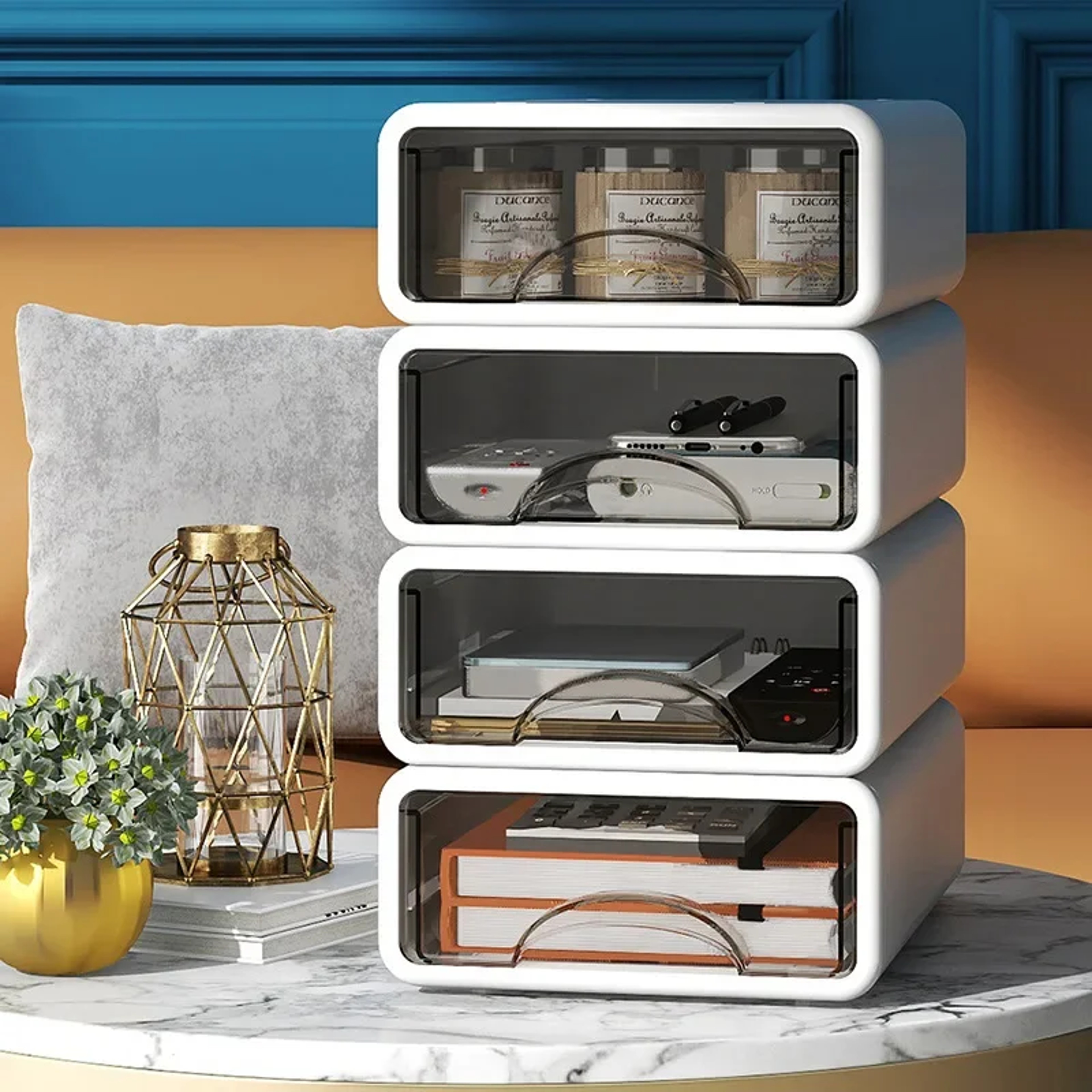 Stackable Desktop Storage Box Makeup Organizer Drawer For Office Home And Jewelry 3